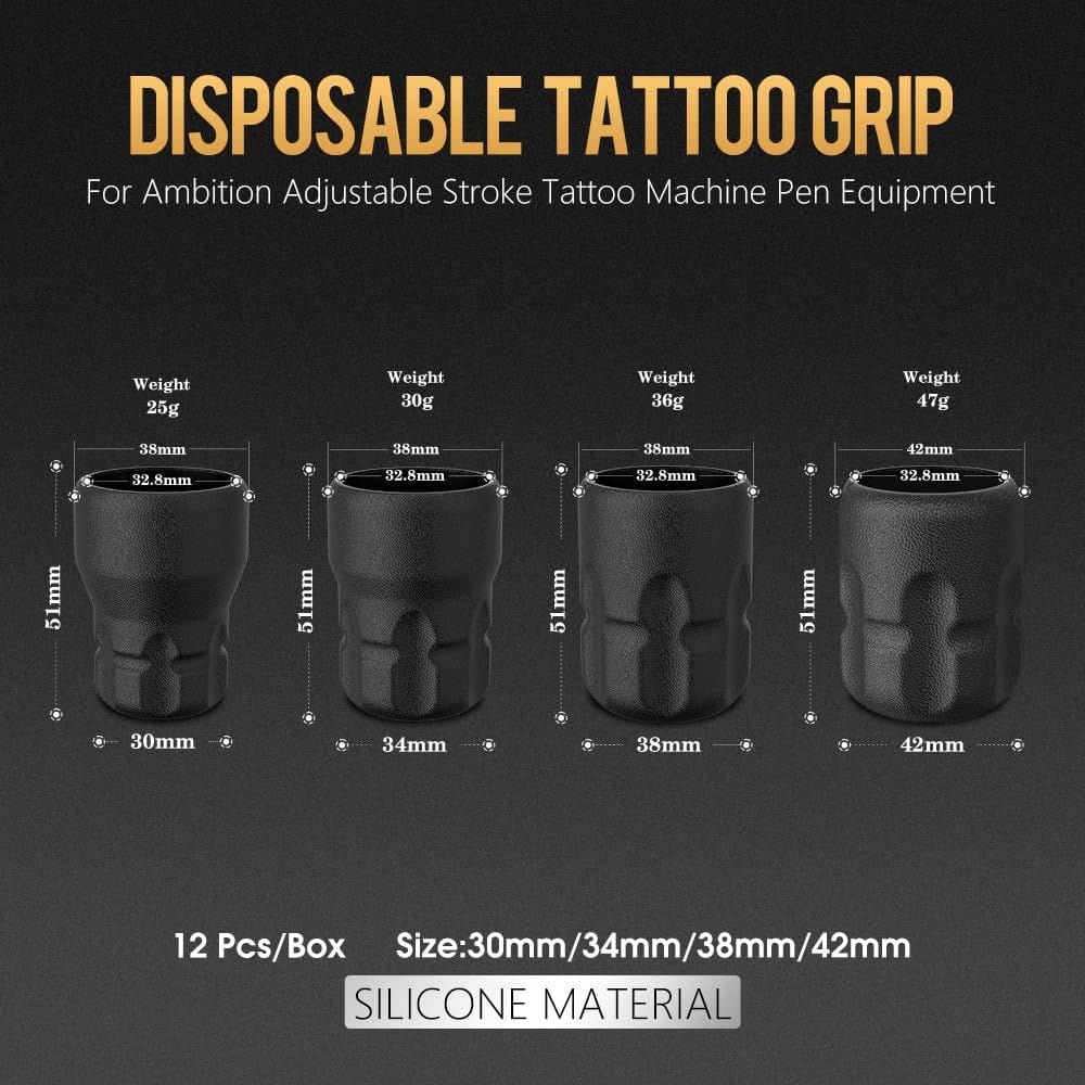 Ambition Soldier 42MM Disposable Tattoo Grips - 12Pcs