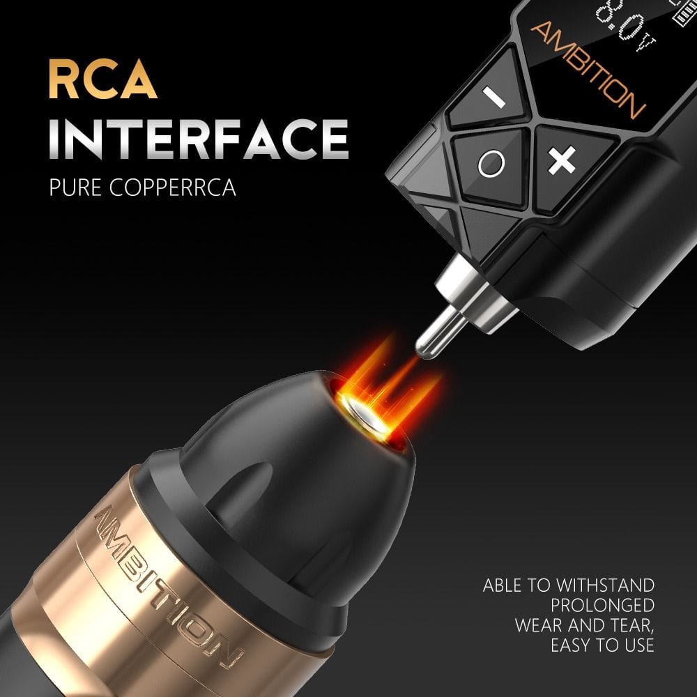 Ambition Shura Rotary Tattoo Machine with Kuark Wireless Tattoo Battery Kit