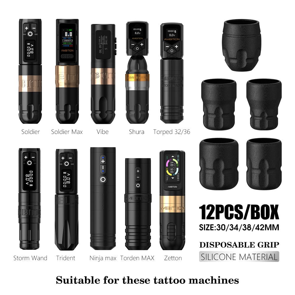 Ambition Soldier 42MM Disposable Tattoo Grips - 12Pcs