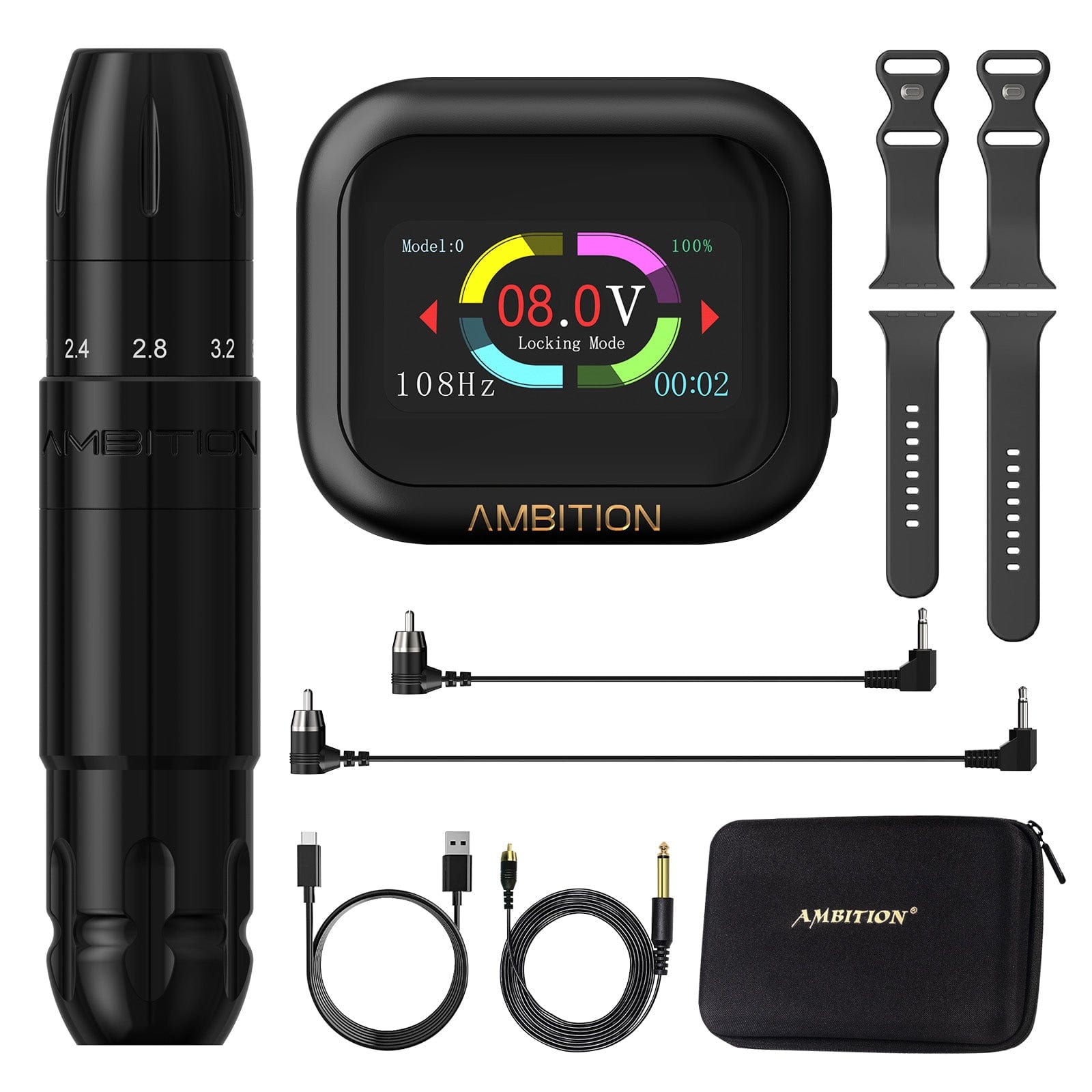 Ambition Sally Rotary Tattoo Machine Permanent Makeup Short Pen with 2400mAh Touch Screen Tattoo Battery
