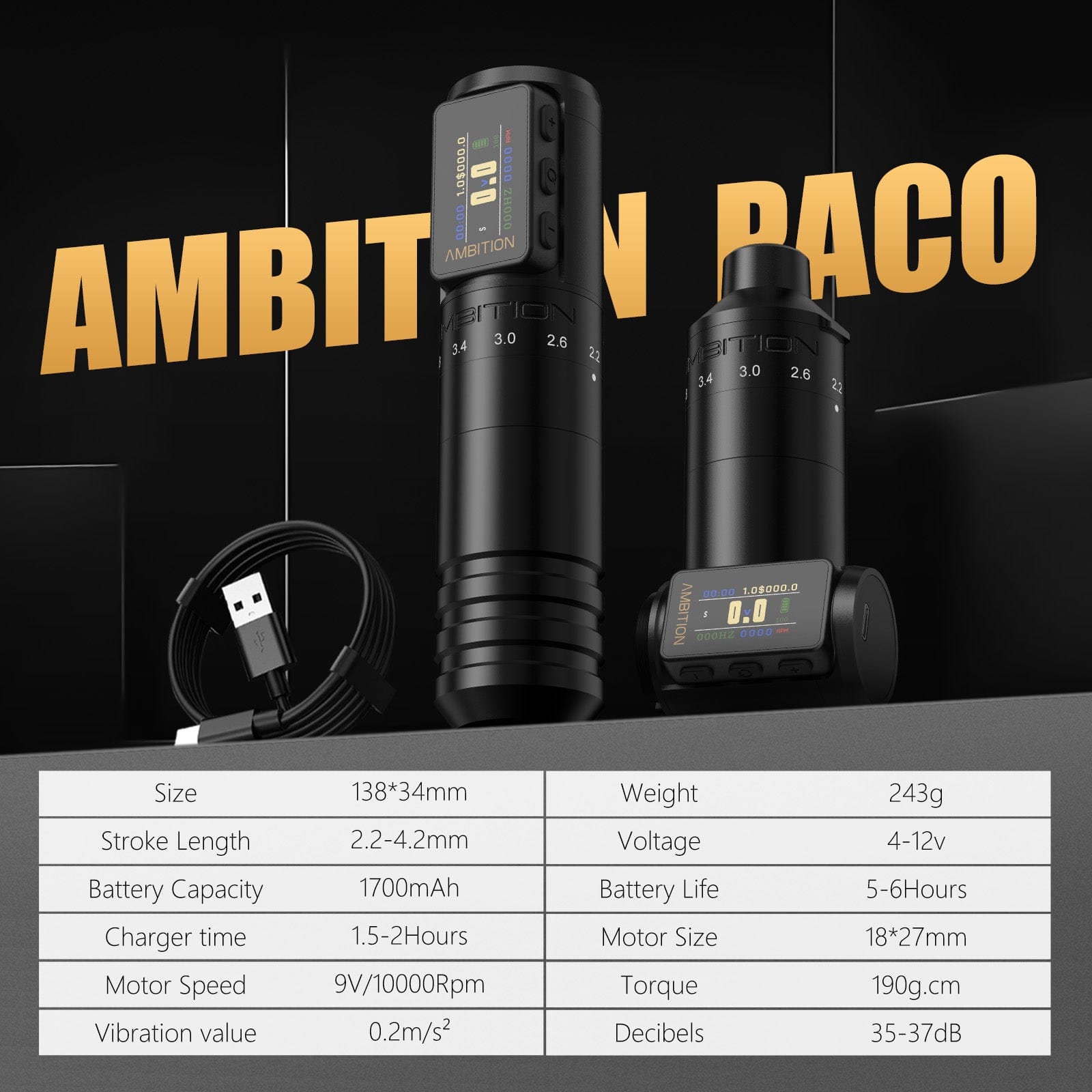 Ambition Paco Wireless Tattoo Pen Machine