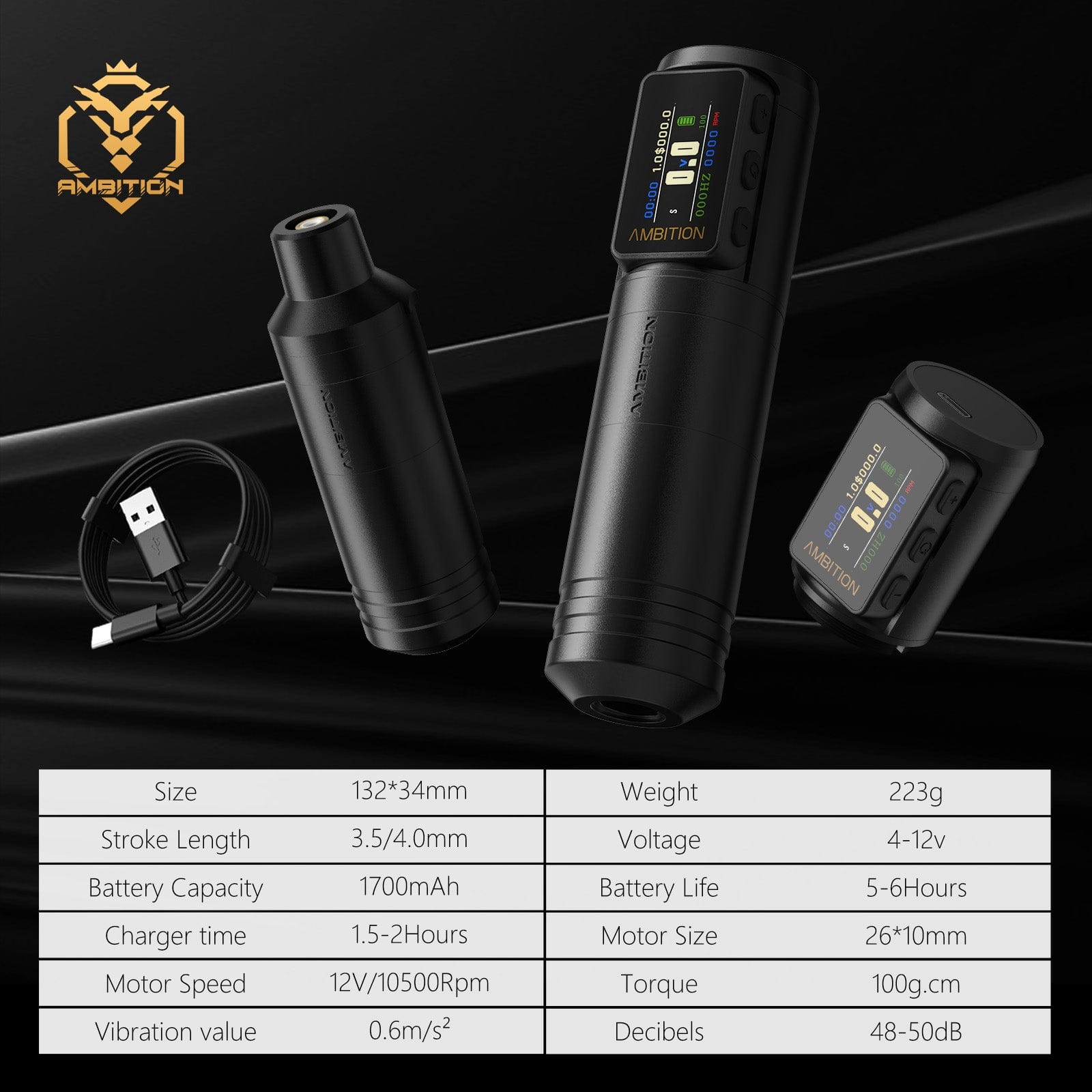 Ambition Ninja Max Wireless Tattoo Pen Machine