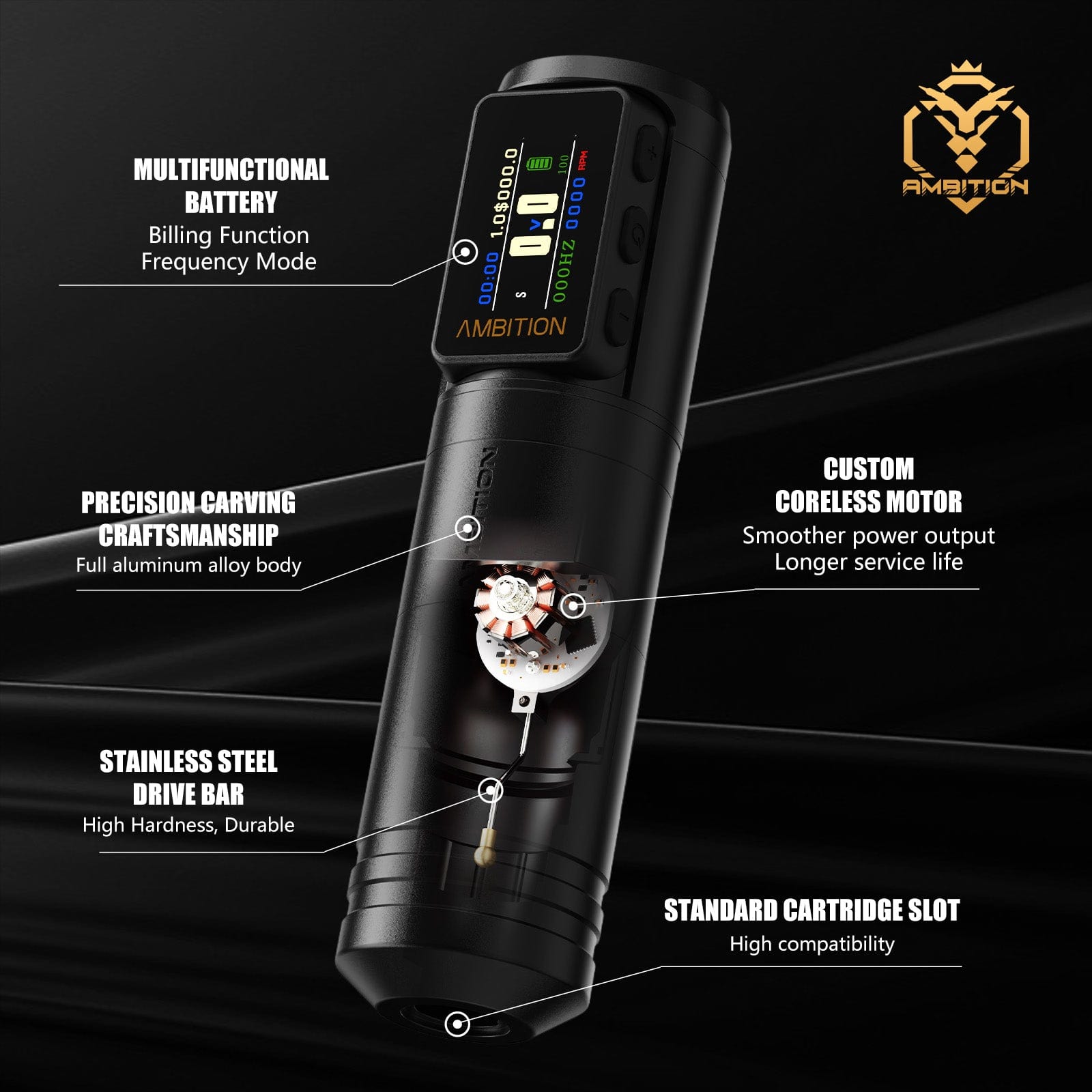 Ambition Ninja Max Wireless Tattoo Pen Machine