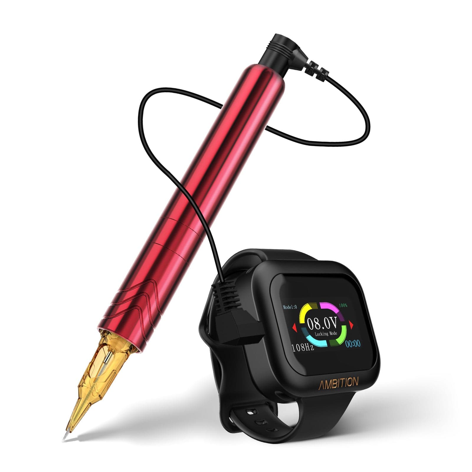 Ambition Rotary Tattoo Machine Permanent Makeup Tattoo Pen with 1600mAh Touch Screen Tattoo Battery