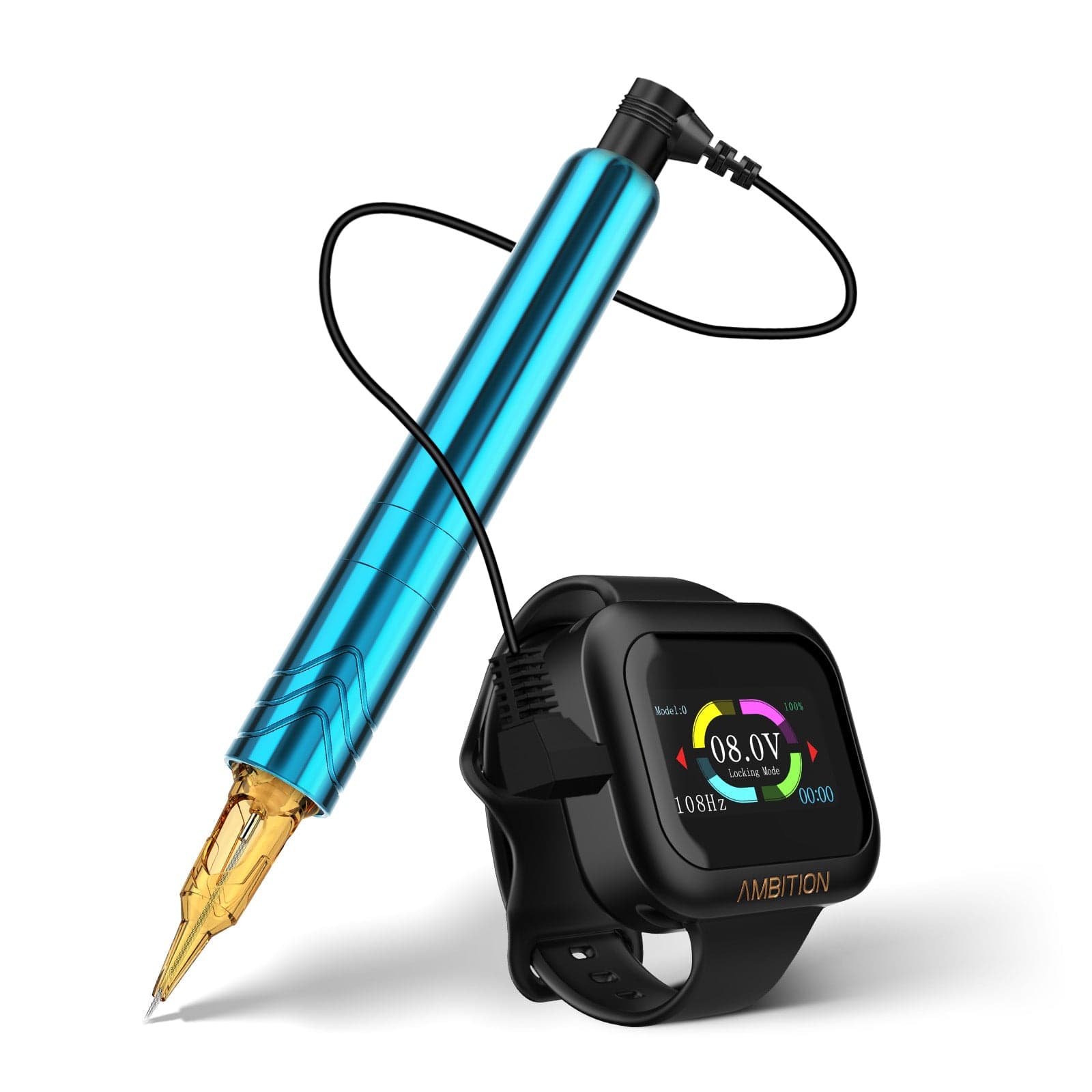 Ambition Rotary Tattoo Machine Permanent Makeup Tattoo Pen with 1600mAh Touch Screen Tattoo Battery
