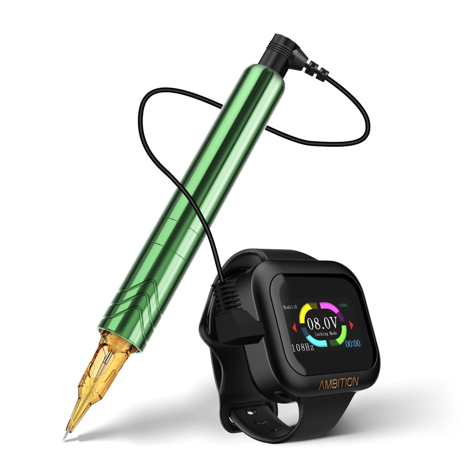 Ambition Rotary Tattoo Machine Permanent Makeup Tattoo Pen with 1600mAh Touch Screen Tattoo Battery