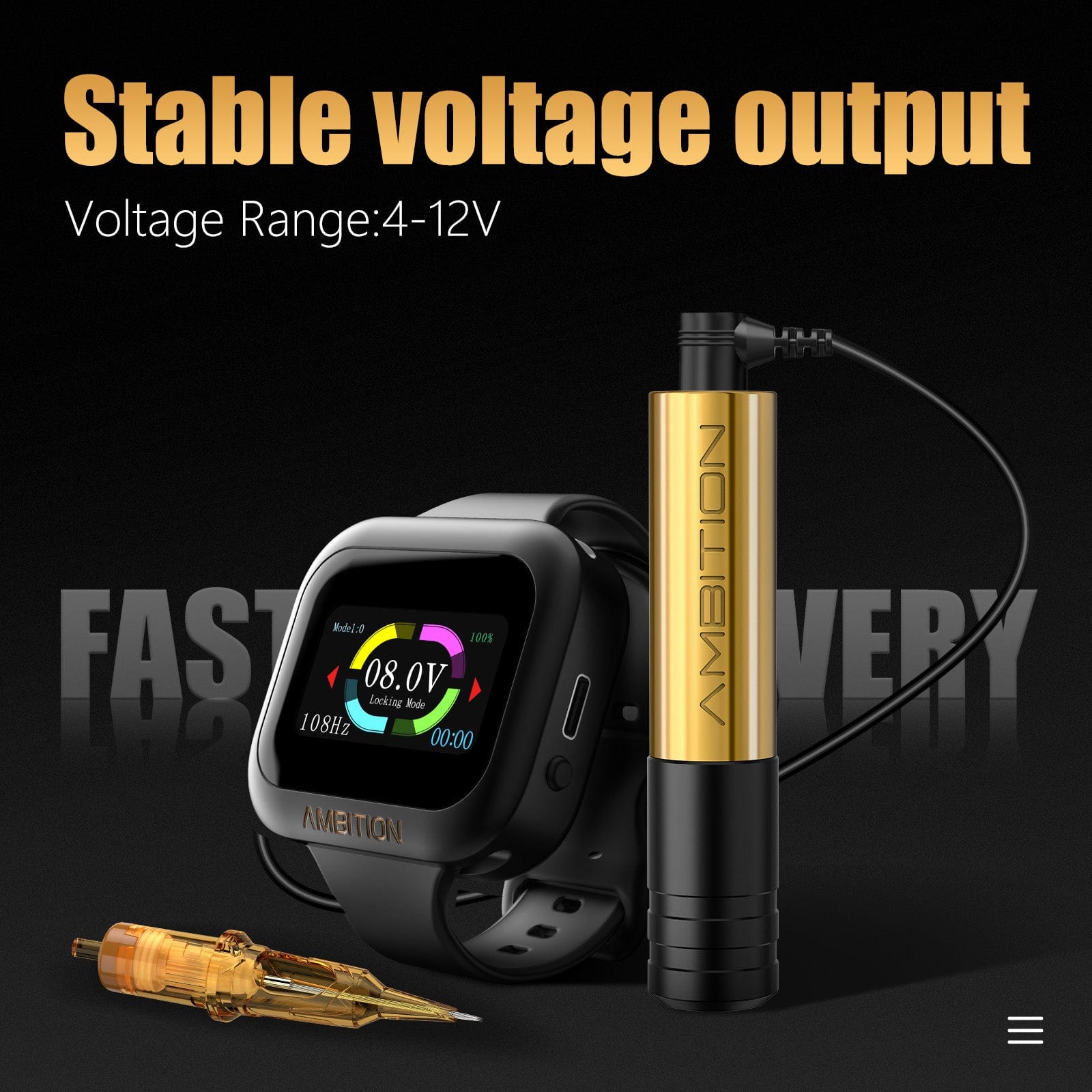 Ambition Rotary Tattoo Machine Permanent Makeup Short Pen with 1600mAh Touch Screen Tattoo Battery