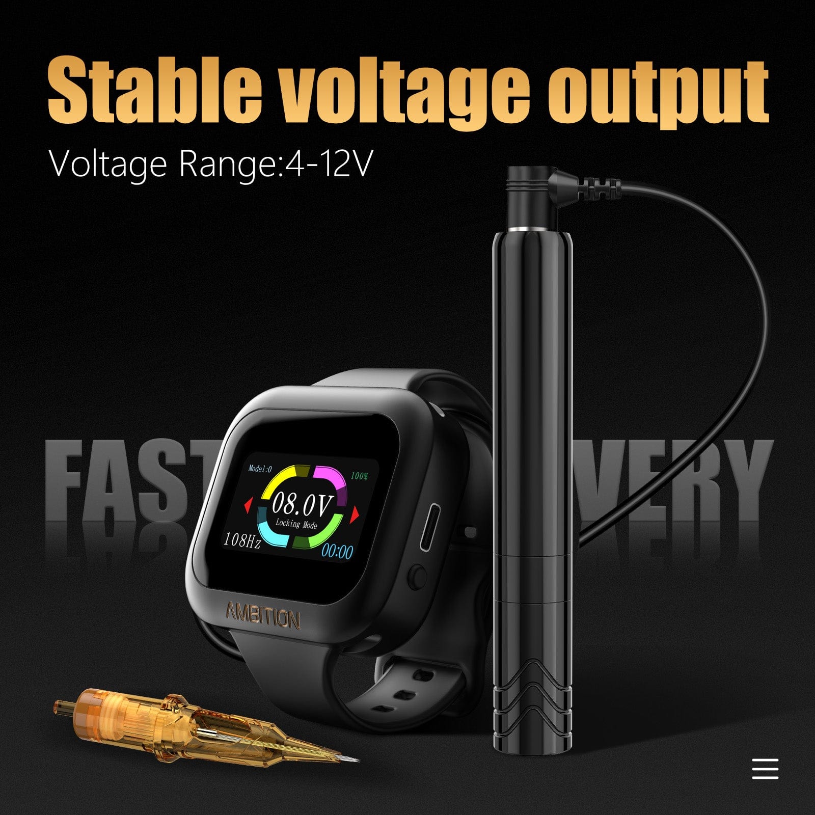 Ambition Rotary Tattoo Machine Permanent Makeup Tattoo Pen with 1600mAh Touch Screen Tattoo Battery