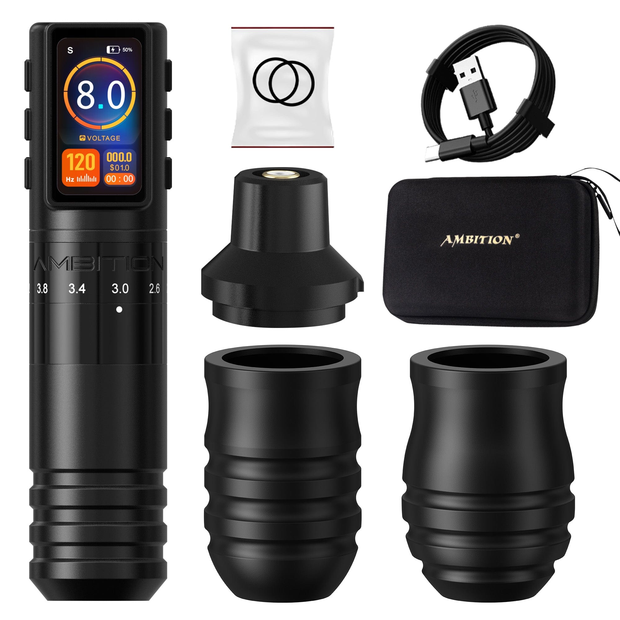 Ambition Paco Wireless Tattoo Pen Machine Adjustable Stroke 2.2-4.2mm