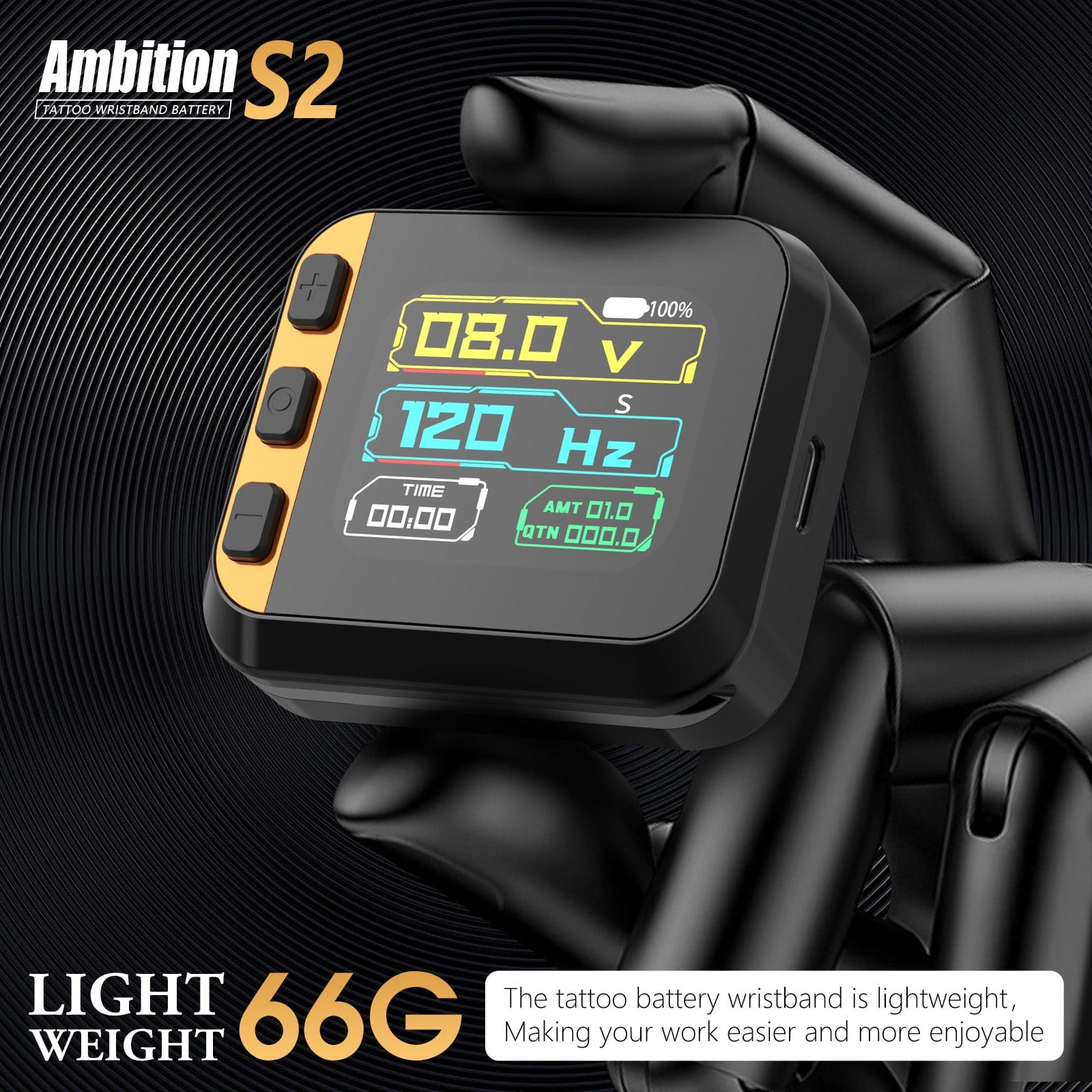 Ambition S2 Touch Screen Tattoo Battery Wristband Supply
