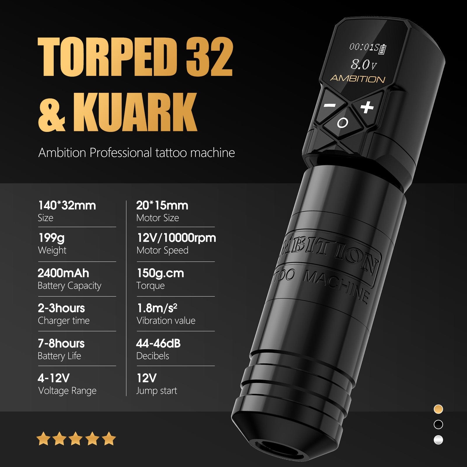 Tattoo Kit | Ambition Torped 32mm Tattoo Machine Kit 2