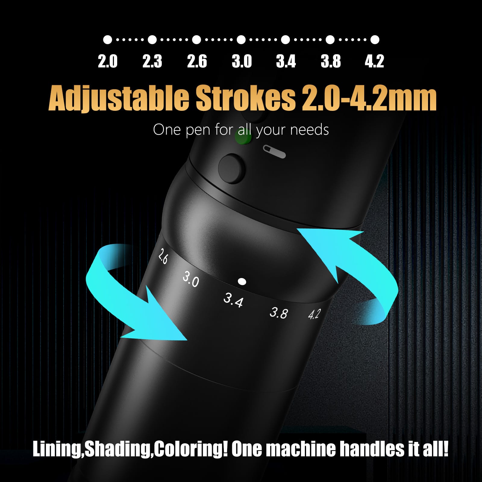 Ambition Flash Wireless Tattoo Machine Adjustable Stroke 2.0-4.2mm