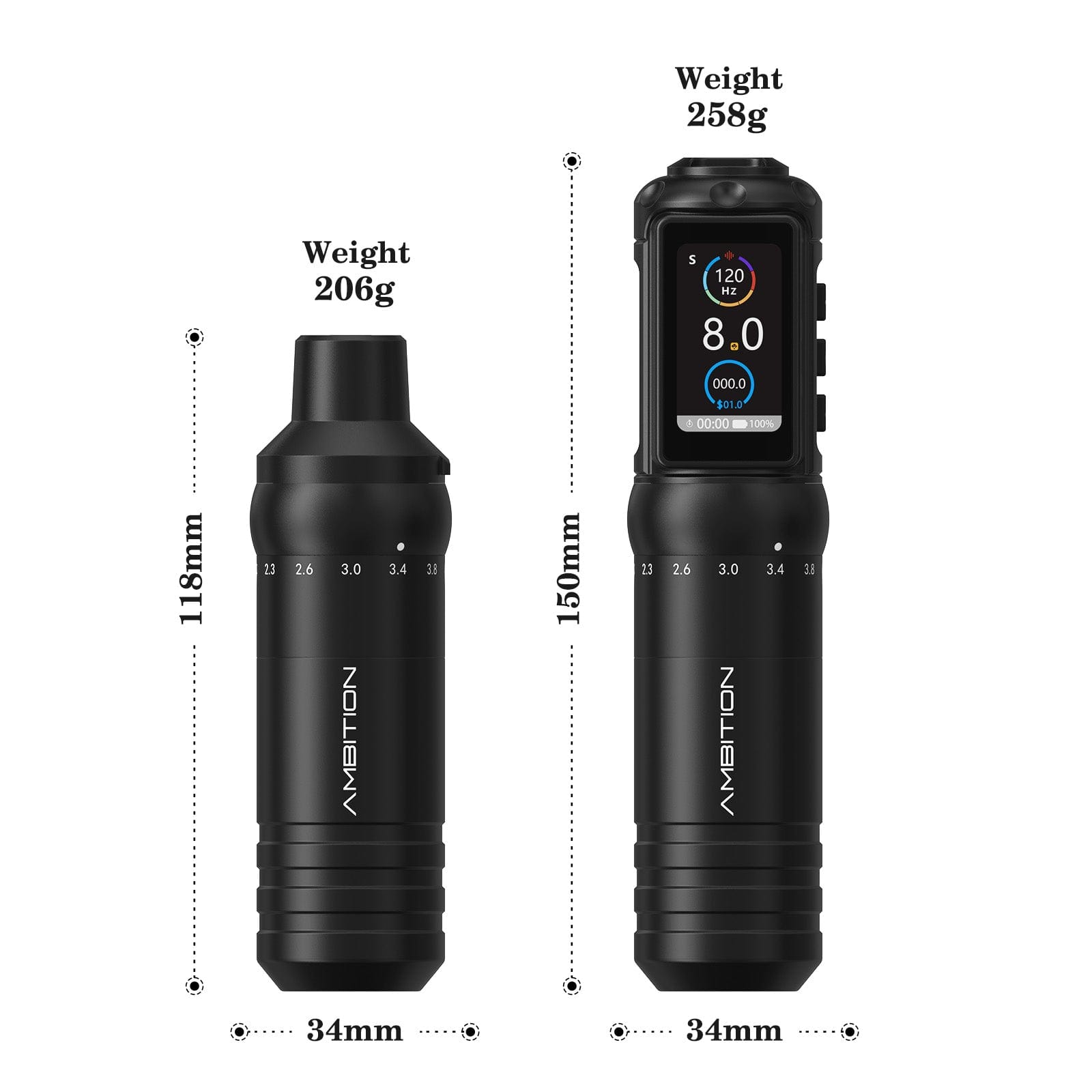 Ambition C4 Wireless Tattoo Pen Machine with 7 Strokes Length 2.0mm-4.2mm