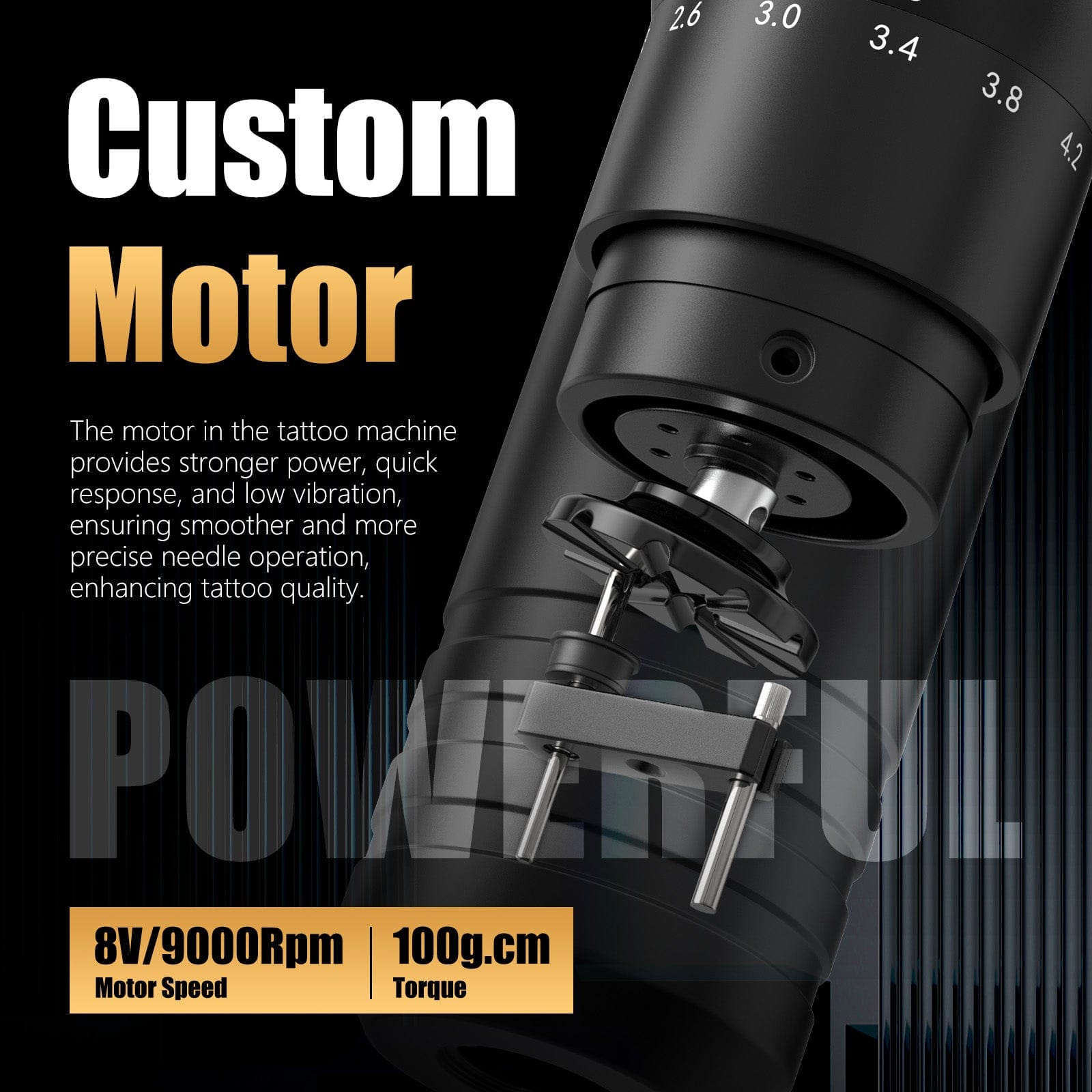 Ambition C4 Wireless Tattoo Pen Machine with 7 Strokes Length 2.0mm-4.2mm