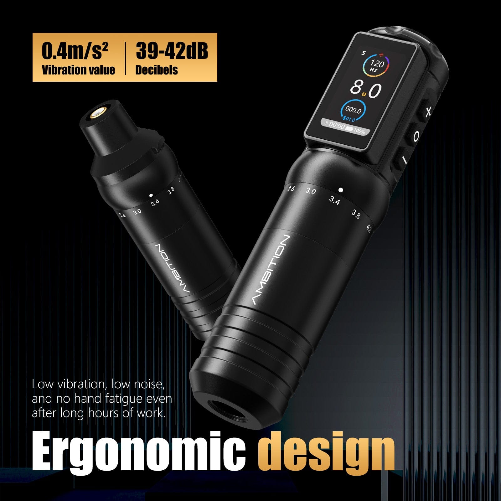 Ambition C4 Wireless Tattoo Pen Machine with 7 Strokes Length 2.0mm-4.2mm