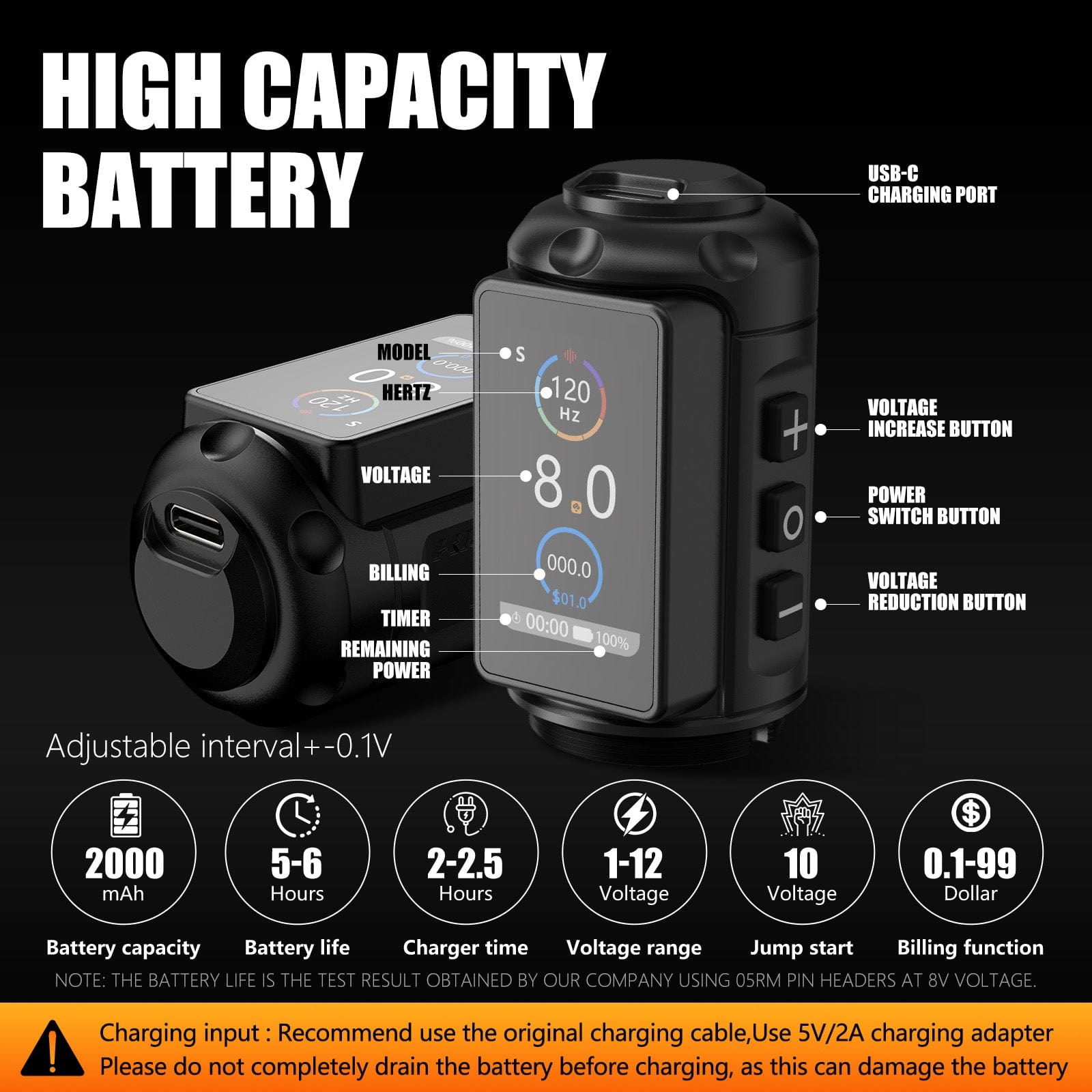 Ambition C4 Wireless Tattoo Pen Machine with 7 Strokes Length 2.0mm-4.2mm