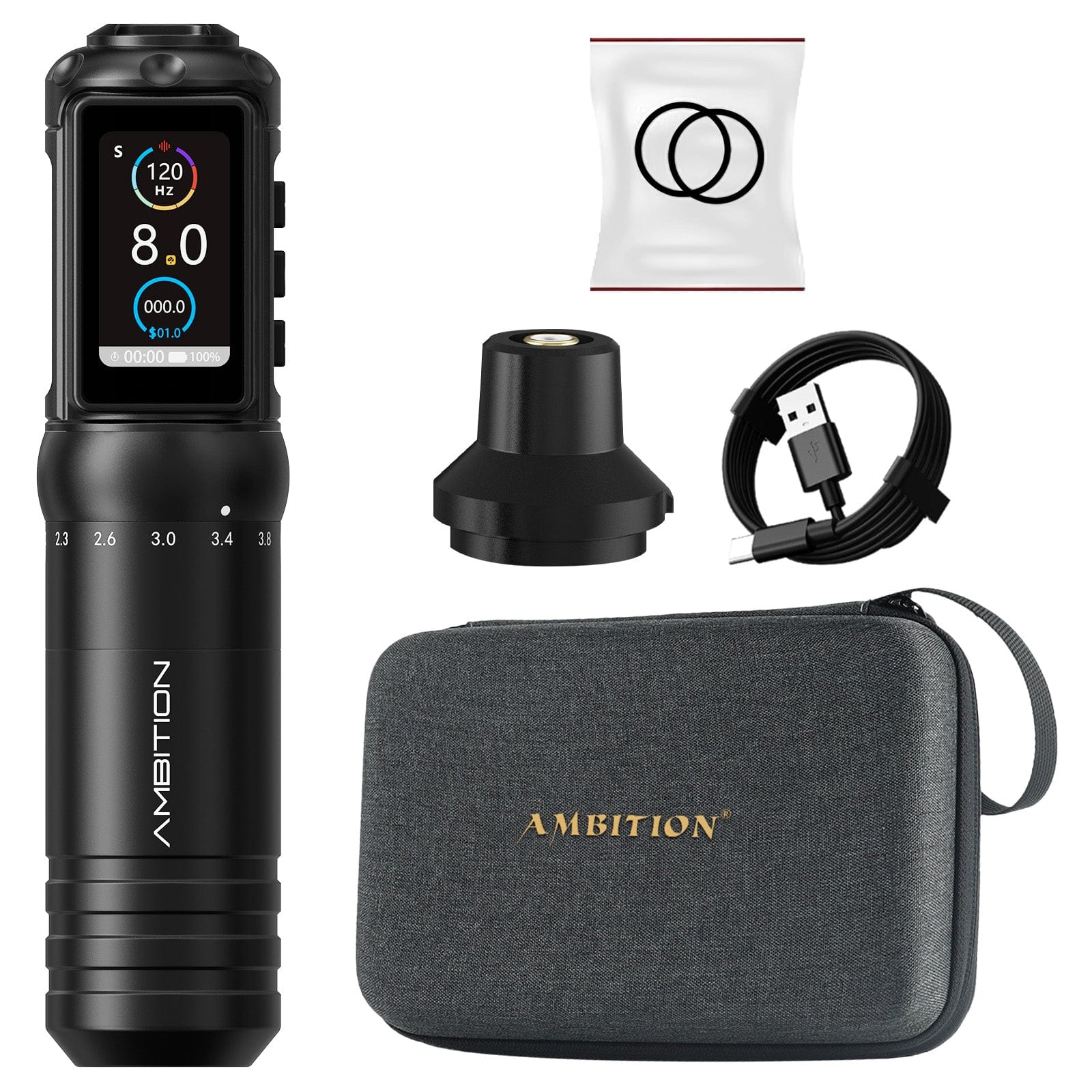 Ambition C4 Wireless Tattoo Pen Machine with 7 Strokes Length 2.0mm-4.2mm