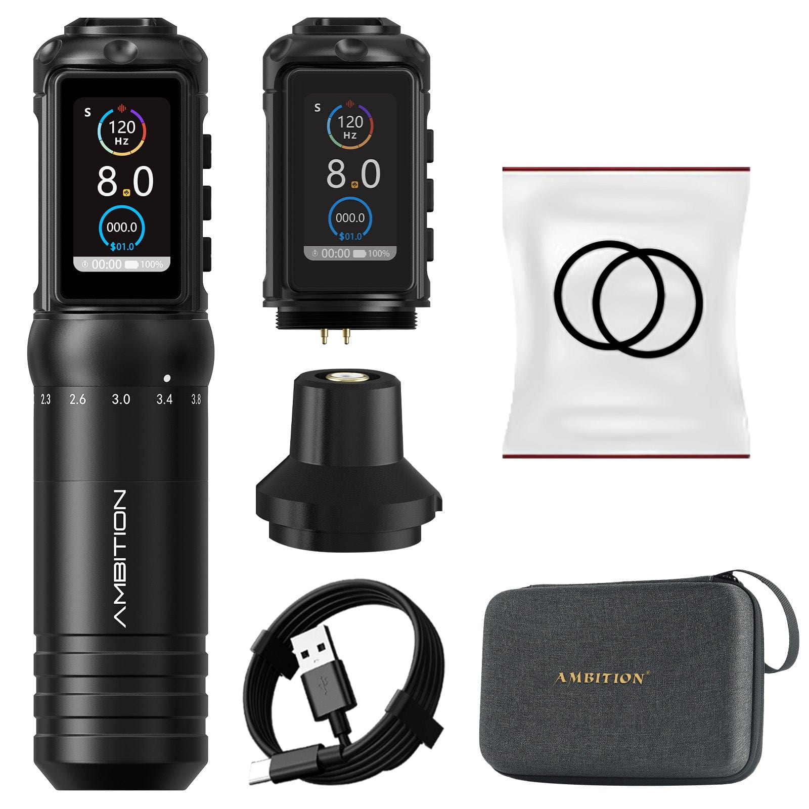 Ambition C4 Wireless Tattoo Pen Machine with 7 Strokes Length 2.0mm-4.2mm
