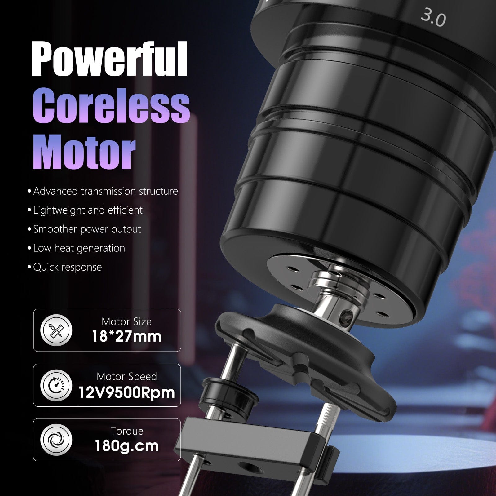Ambition Traveler T2 Wireless Tattoo Pen Machine with 6 Strokes Length 2.2mm-4.2mm
