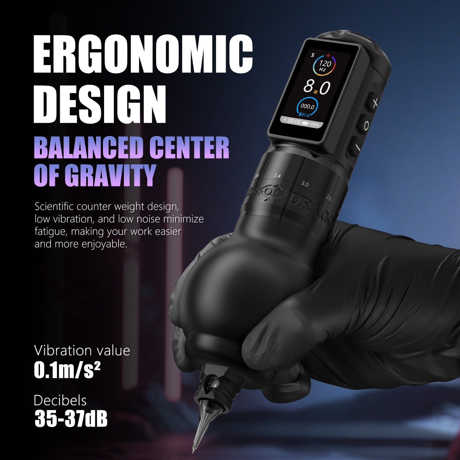 Ambition Traveler T2 Wireless Tattoo Pen Machine with 6 Strokes Length 2.2mm-4.2mm