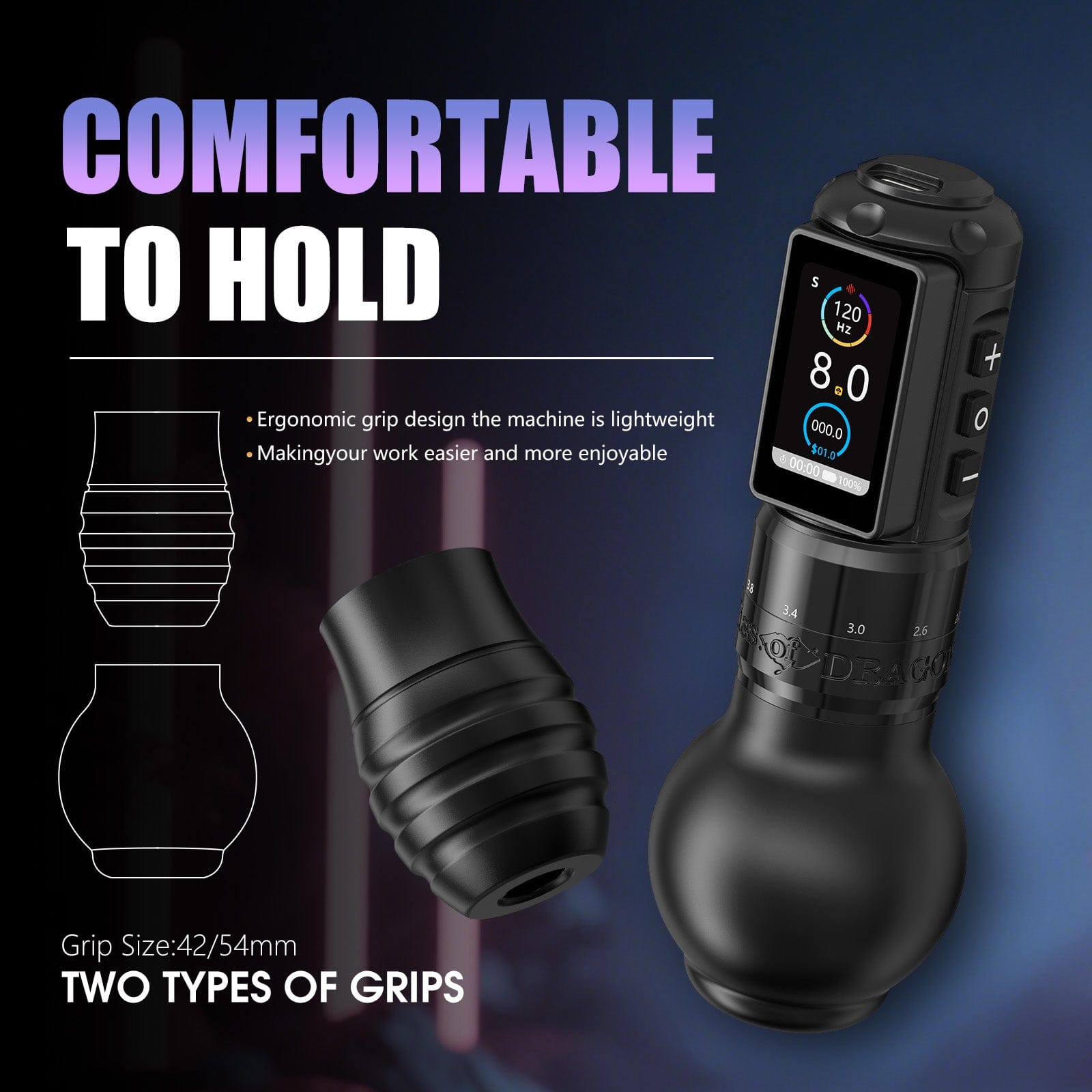 Ambition Traveler T2 Wireless Tattoo Pen Machine with 6 Strokes Length 2.2mm-4.2mm