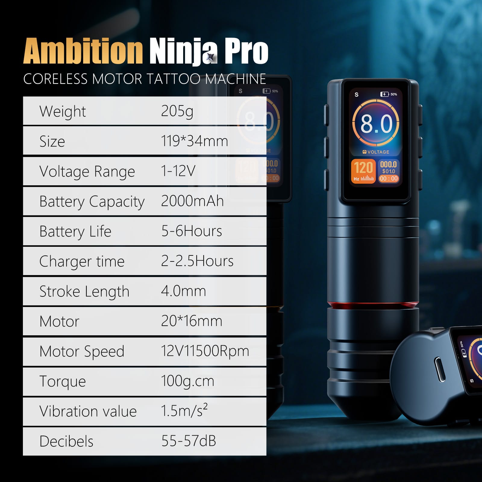 Ambition Ninja Pro/Vane Wireless Tattoo Machine