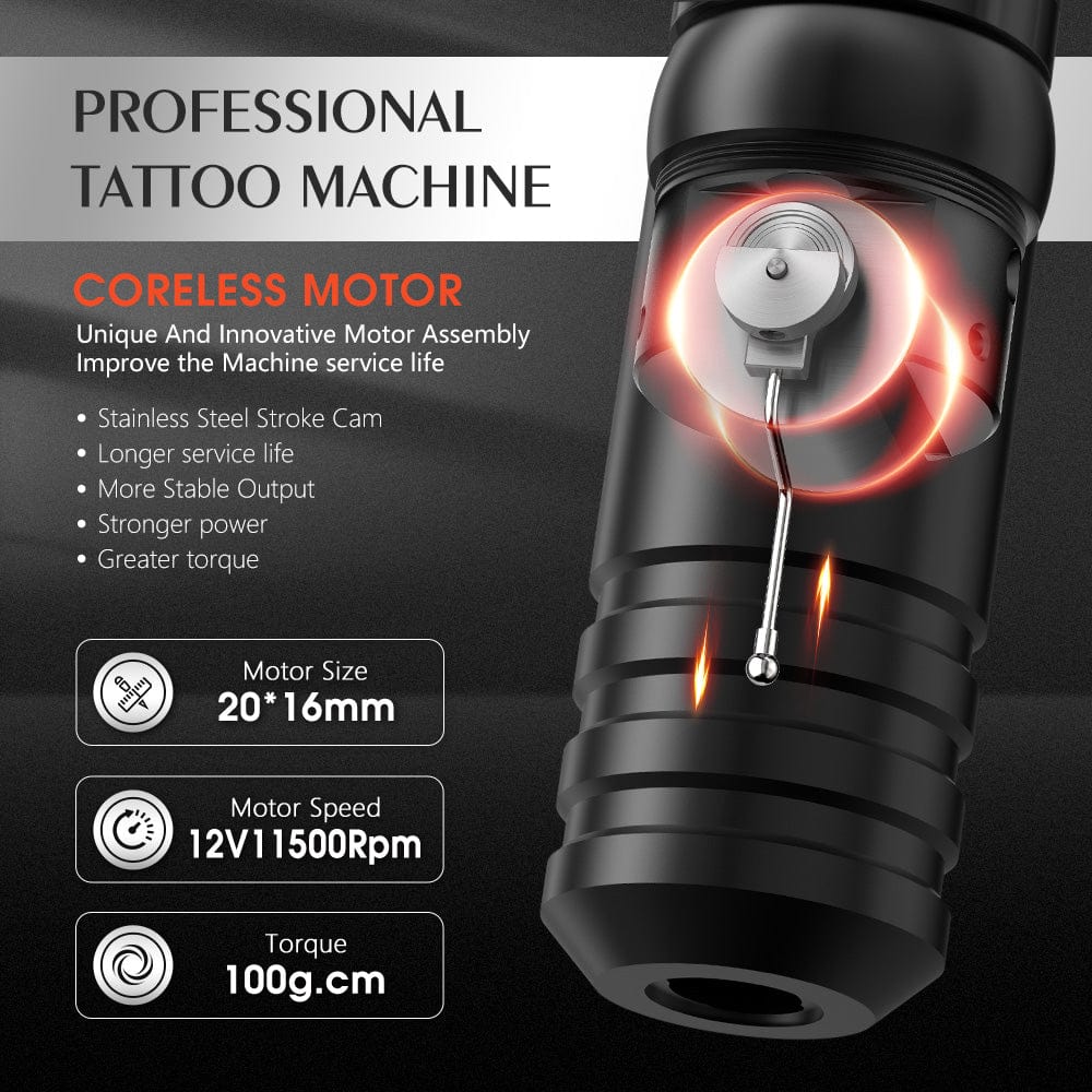Ambition Wireless Tattoo Machine - Rotary Cartridge Pen with 2000mAh