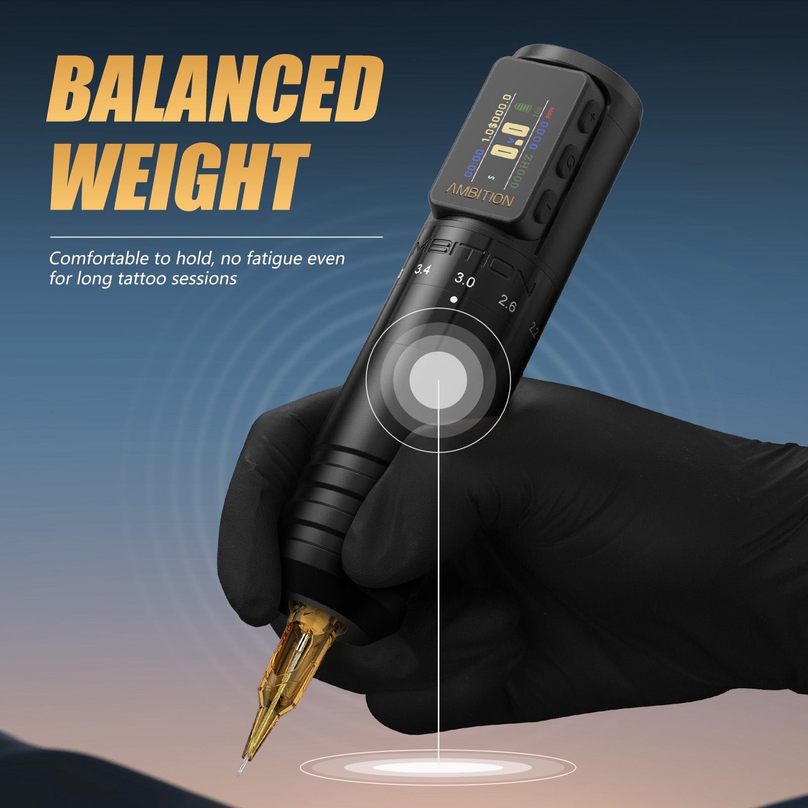 Ambition Paco Wireless Tattoo Pen Machine Adjustable Stroke 2.2-4.2mm