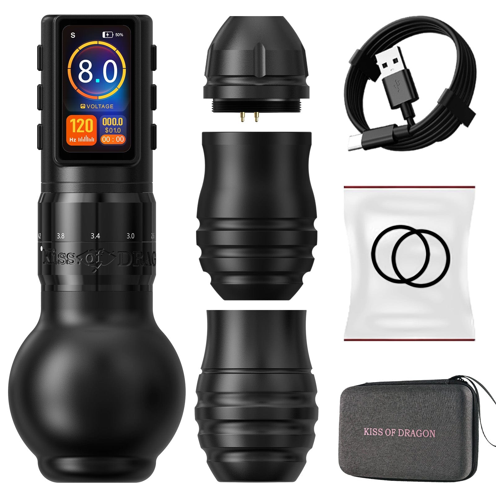 Ambition Traveler-T2 Adjustable Stroke Wireless Tattoo Pen Machine with 6 Strokes Length 2.2mm-4.2mm