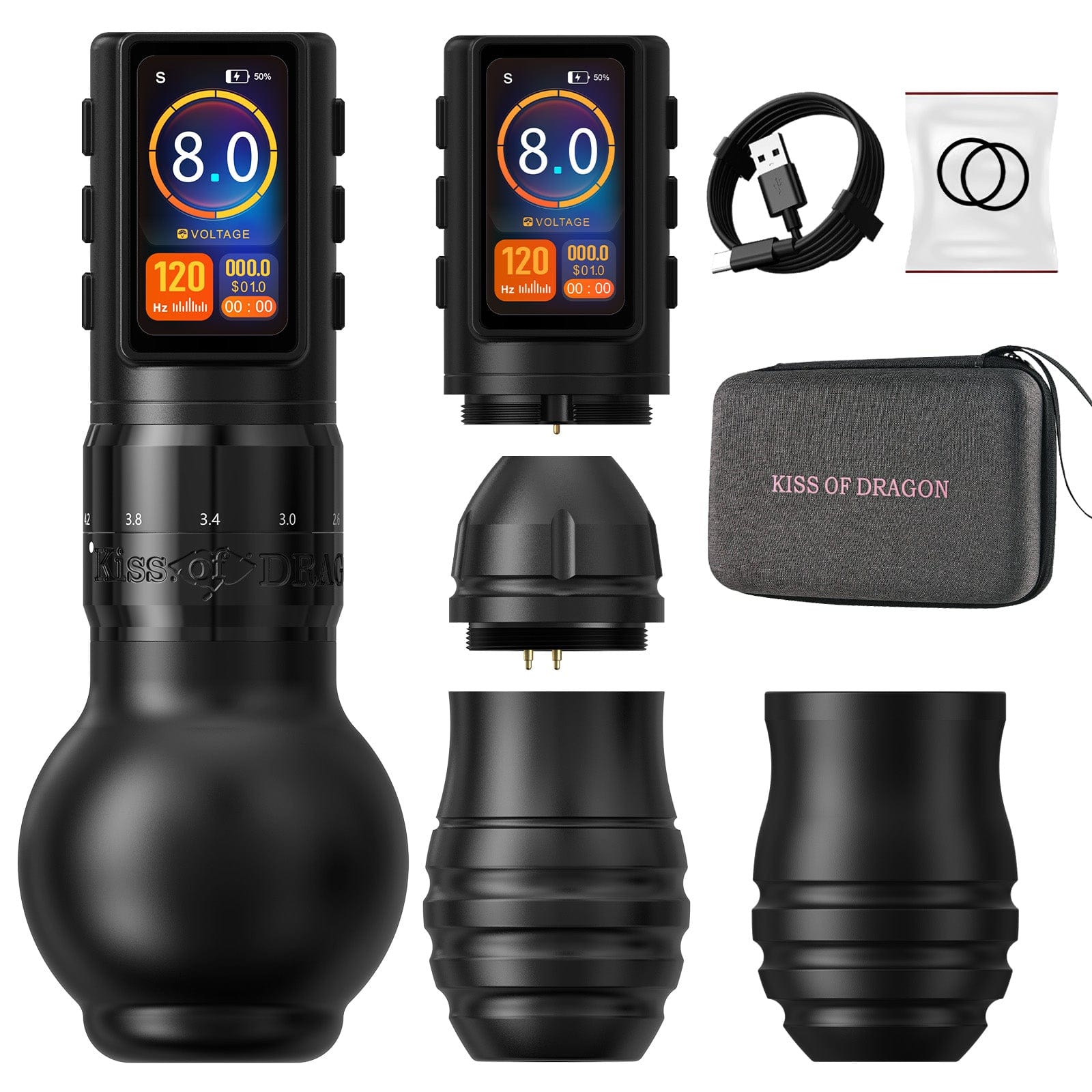 Ambition Traveler-T2 Adjustable Stroke Wireless Tattoo Pen Machine with 6 Strokes Length 2.2mm-4.2mm