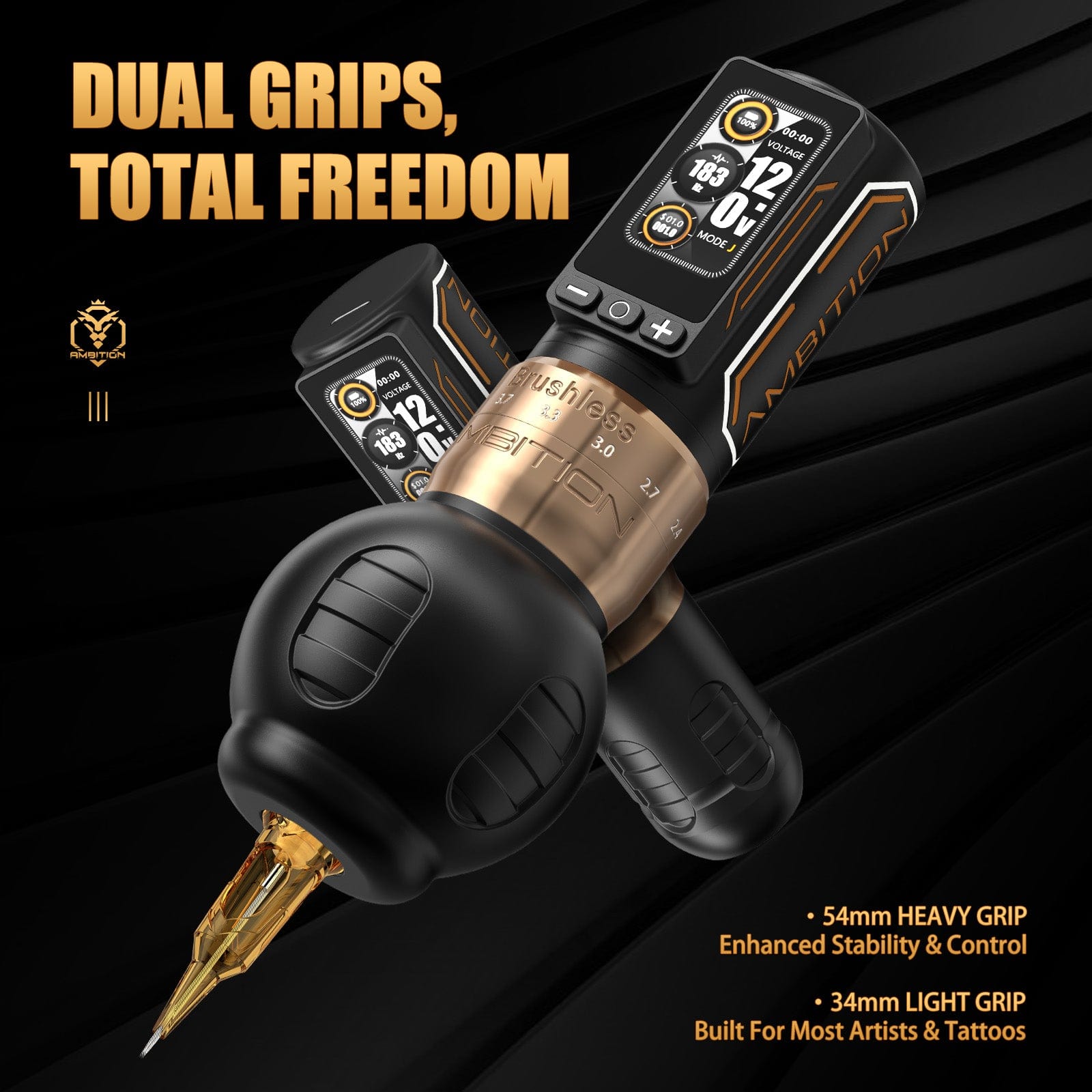 Ambition Ninja Max 280 Wireless Tattoo Pen Machine with 7 Strokes Length 2.4mm-4.5mm