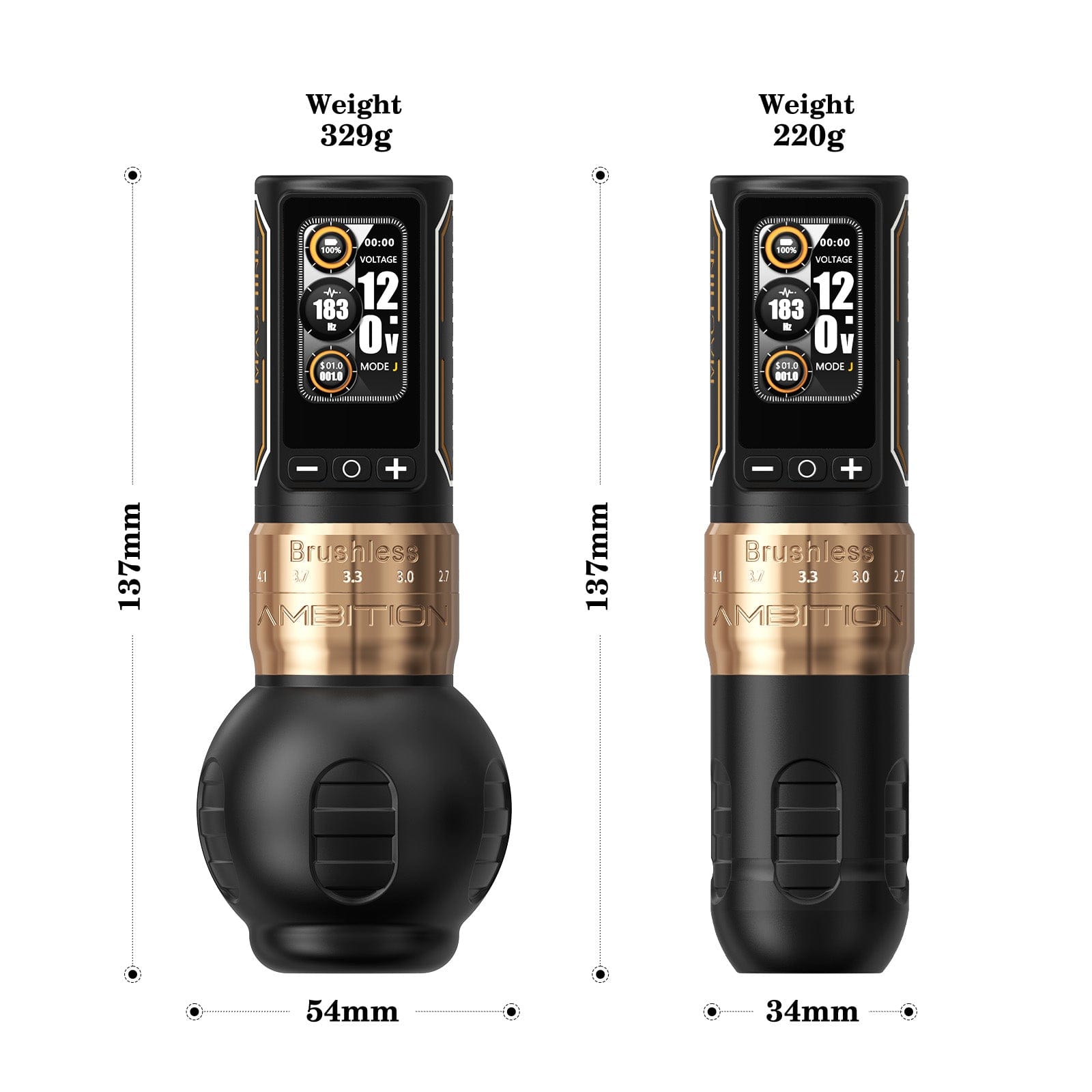 Ambition Ninja Max 280 Wireless Tattoo Pen Machine with 7 Strokes Length 2.4mm-4.5mm