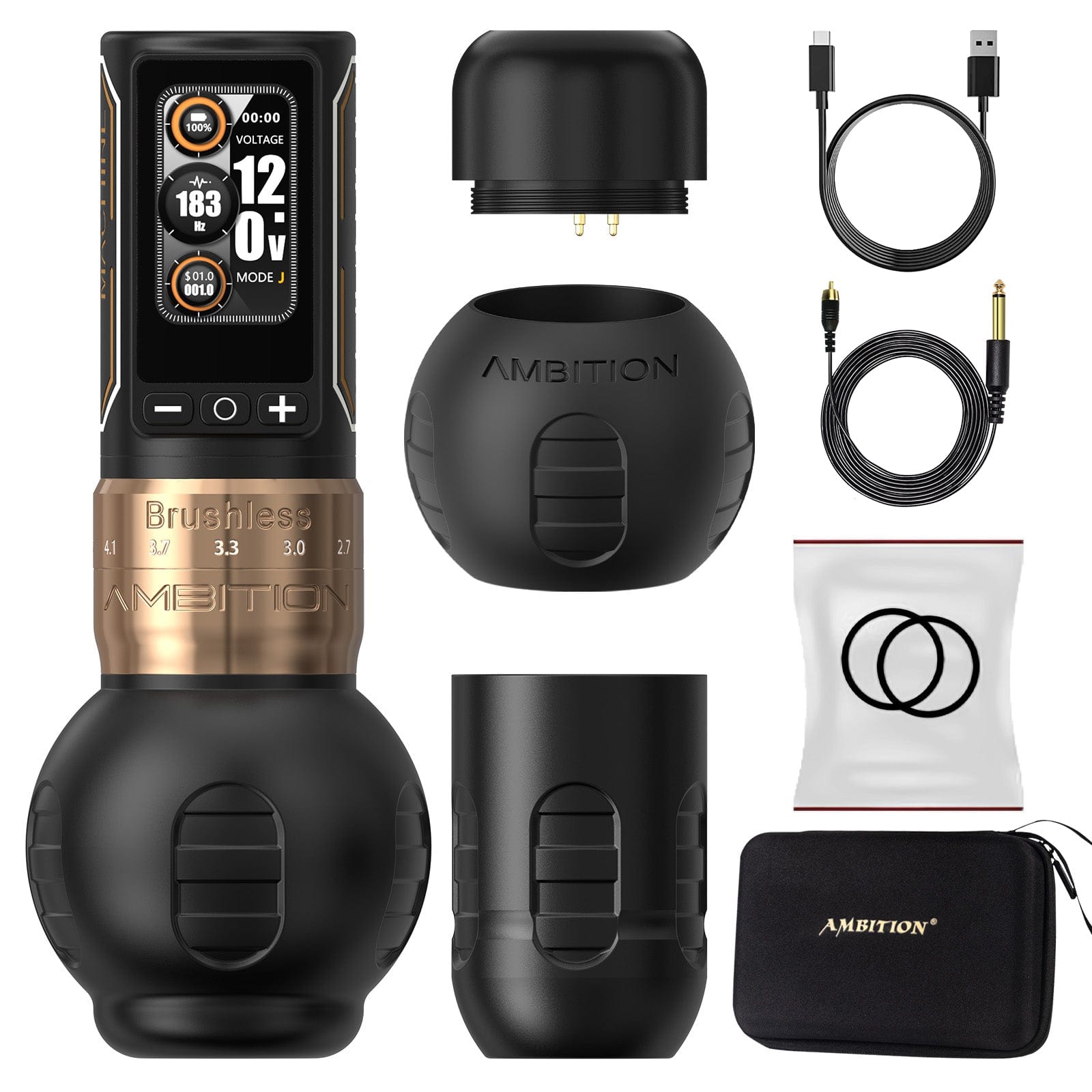 Ambition Ninja Max 280 Wireless Tattoo Pen Machine with 7 Strokes Length 2.4mm-4.5mm