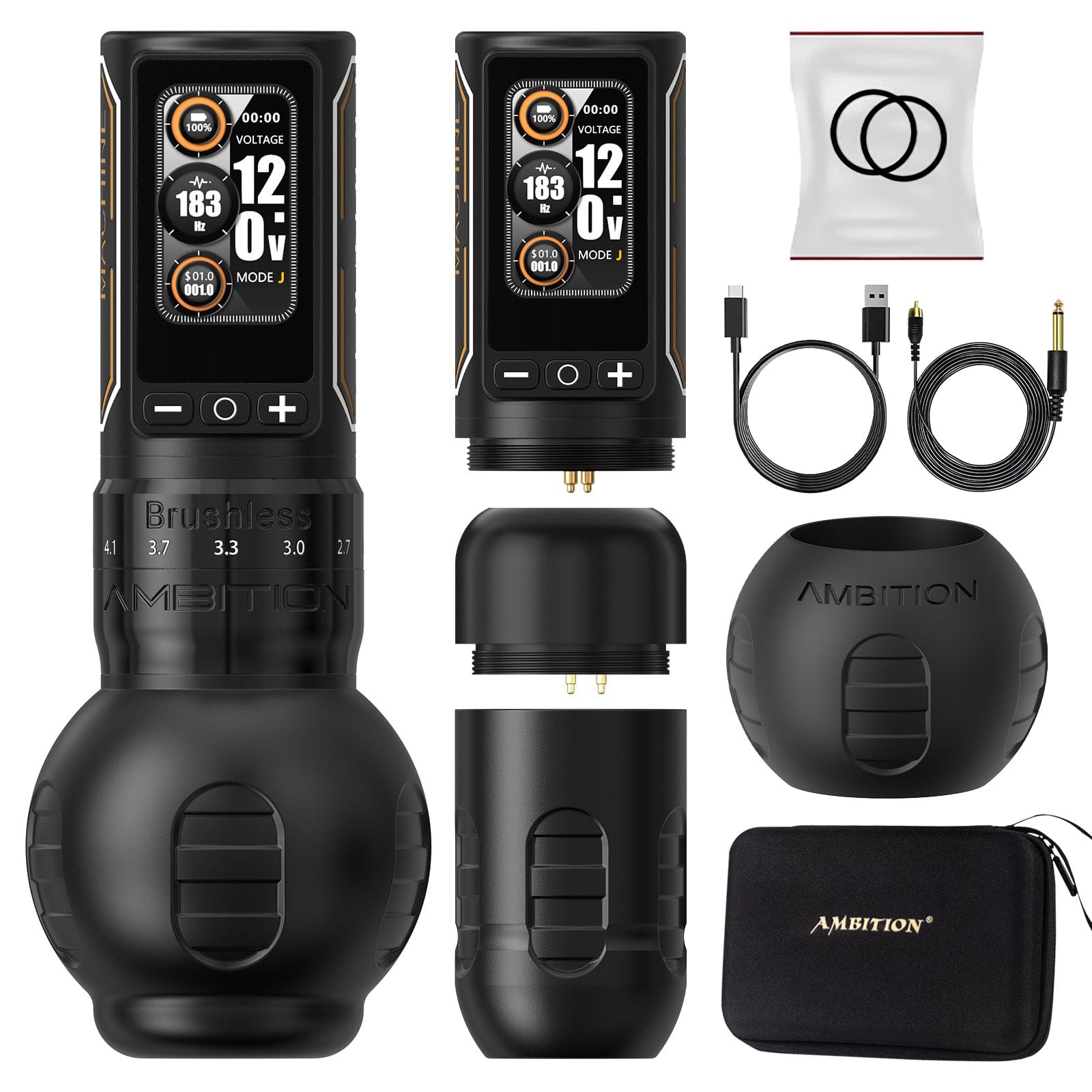 Ambition Ninja Max 280 Wireless Tattoo Pen Machine with 7 Strokes Length 2.4mm-4.5mm