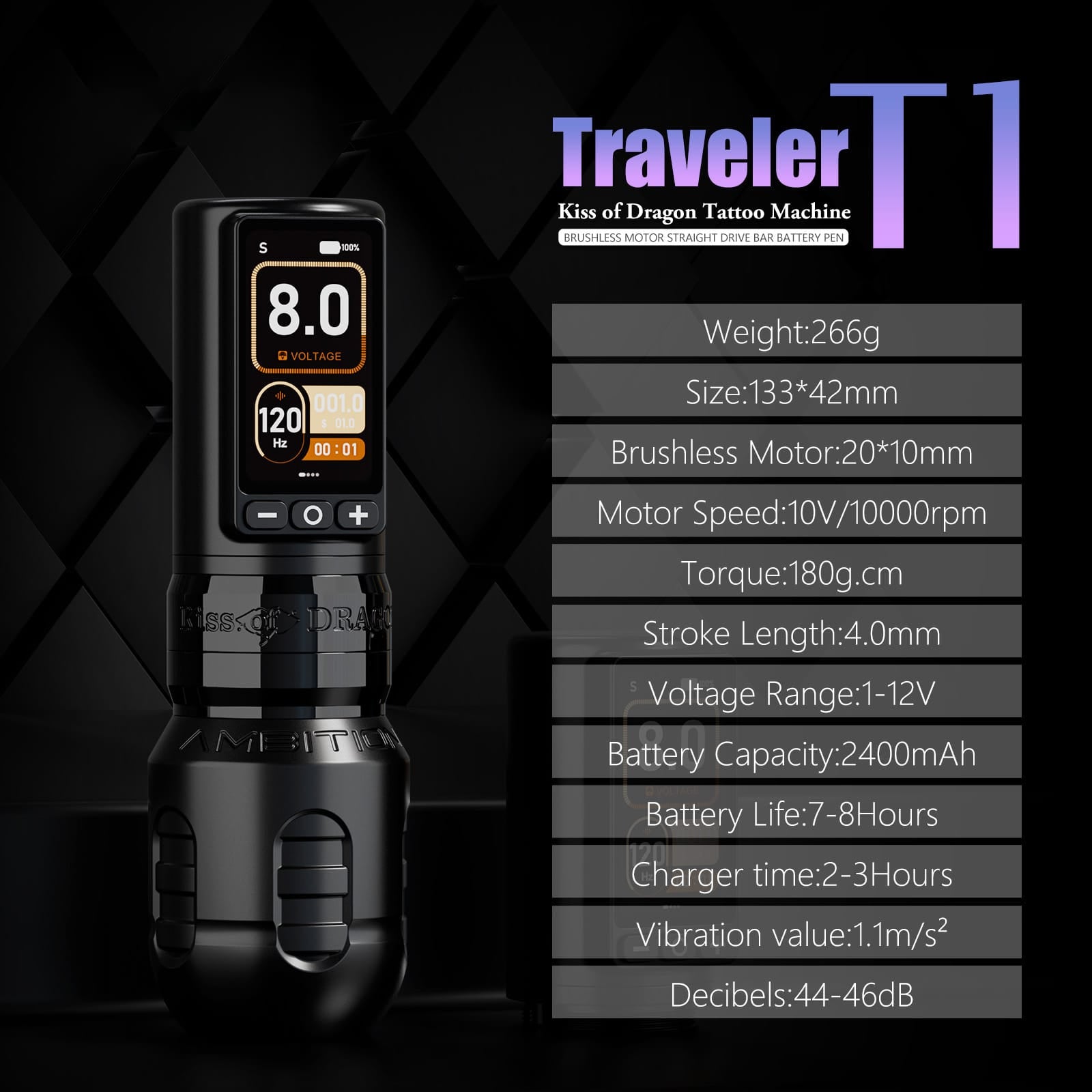 Ambition Traveler T1/Torped Max Wireless Tattoo Machine