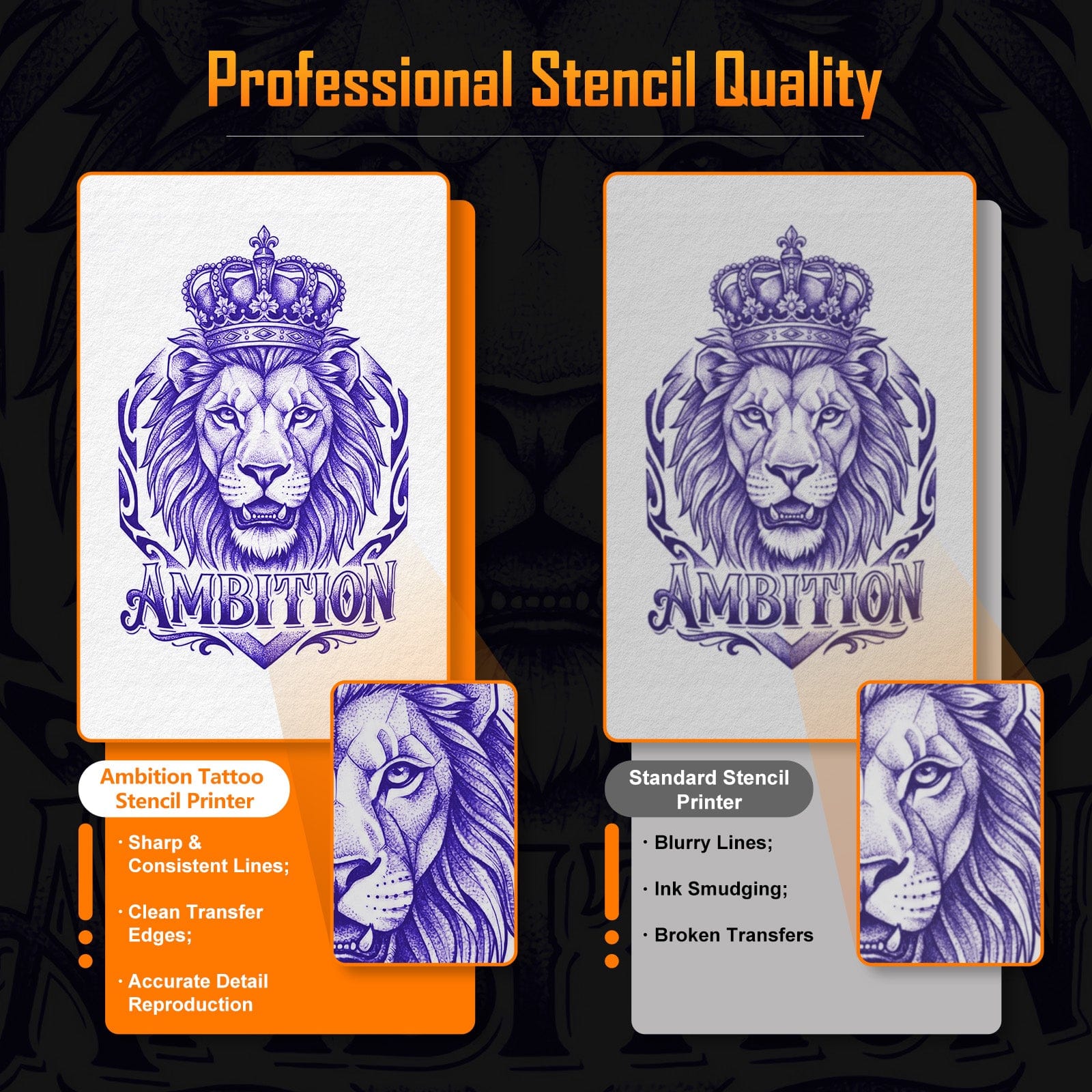 Ambition Wireless Tattoo Stencil Printer with 10Pcs Transfer Paper