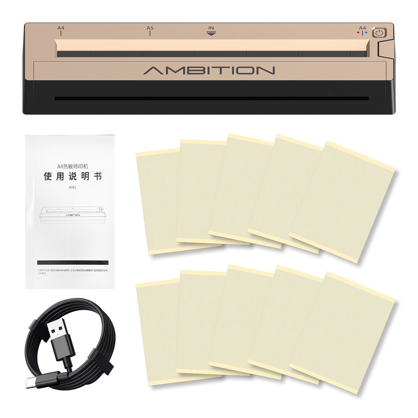 Ambition Wireless Tattoo Stencil Printer with 10Pcs Transfer Paper