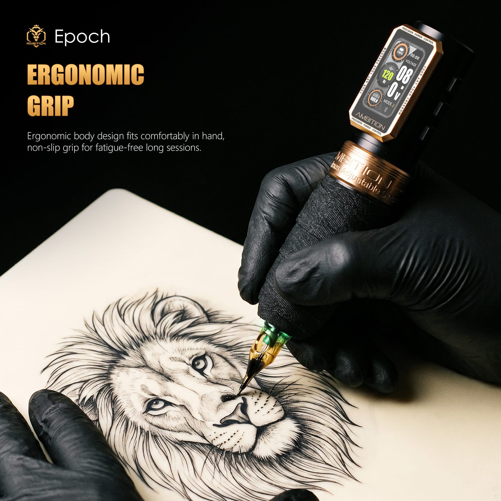 Ambition Epoch Wireless Tattoo Pen Machine with 9 Strokes Length 1.0mm-5.0mm