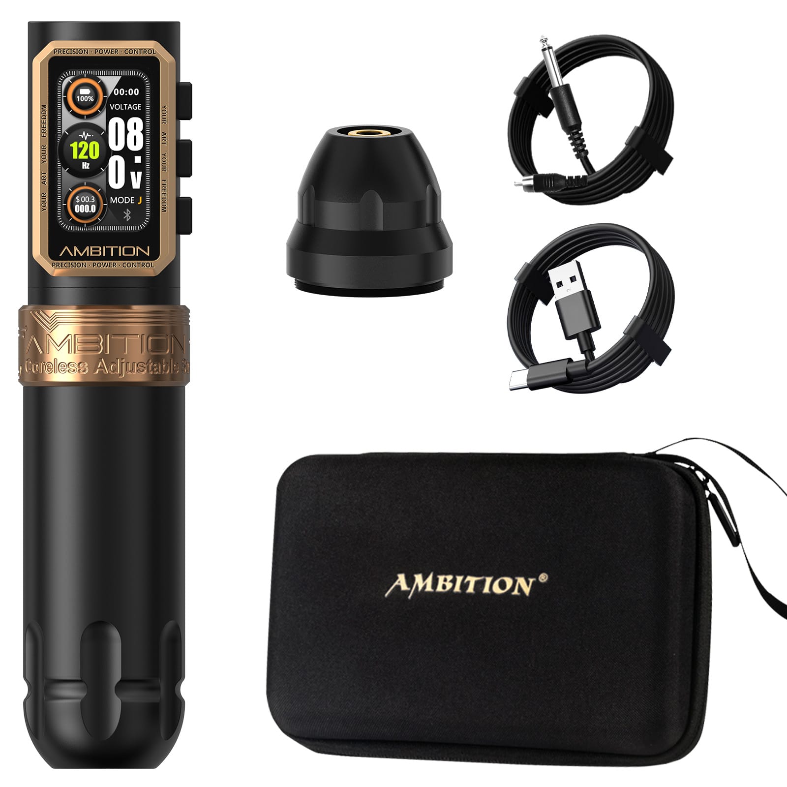 Ambition Epoch Wireless Tattoo Pen Machine with 9 Strokes Length 1.0mm-5.0mm