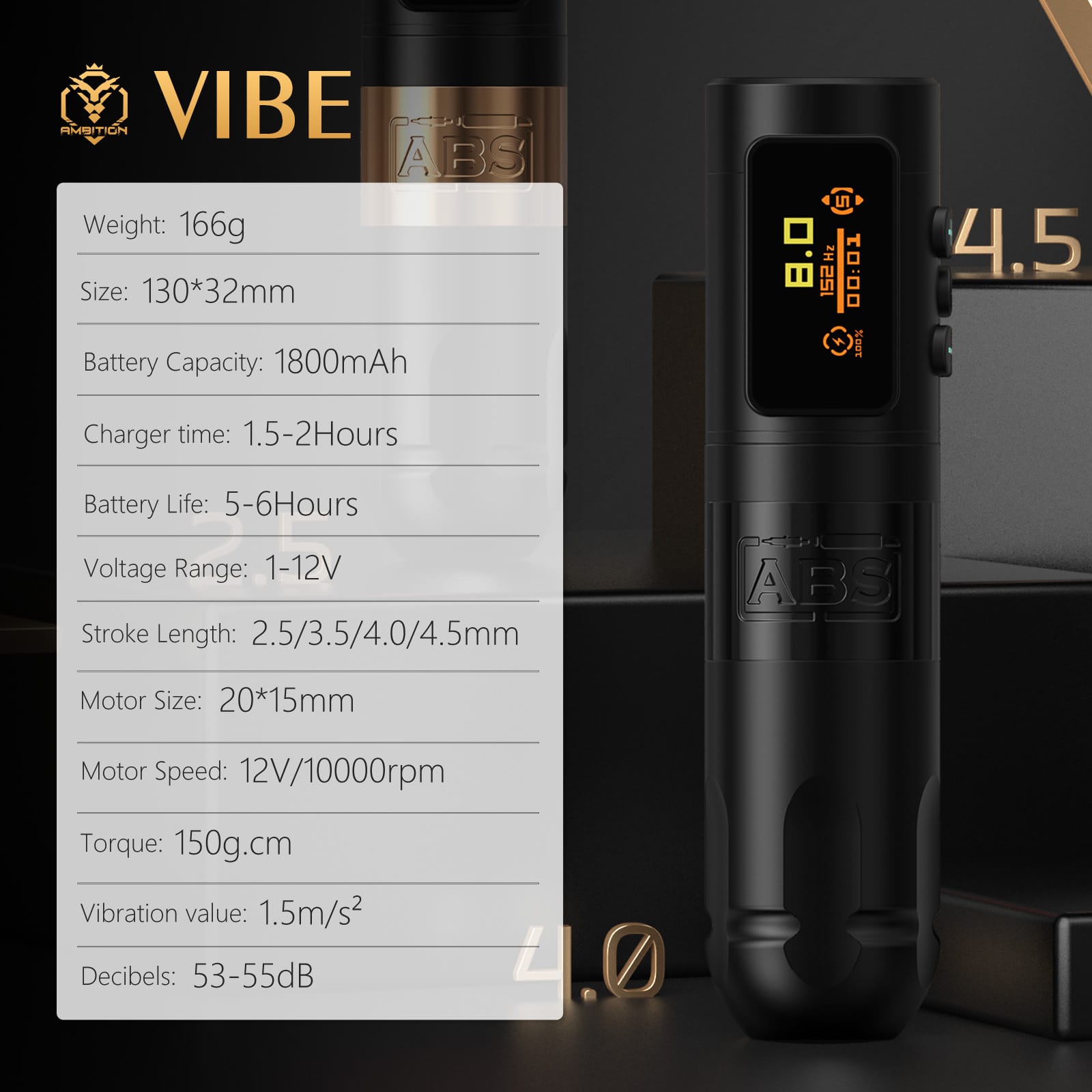 Ambition ABS Vibe Wireless Tattoo Pen Machine