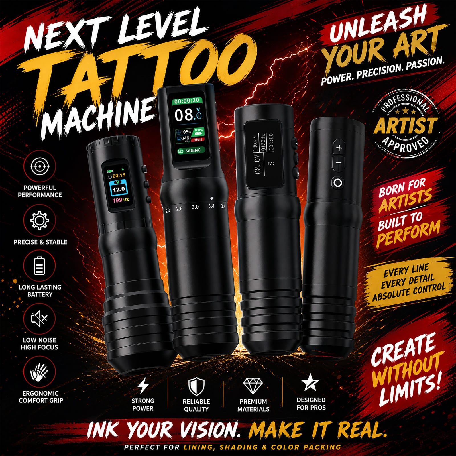 Ambition Flash Series Wireless Tattoo Machine | Flash/Flash max/C5