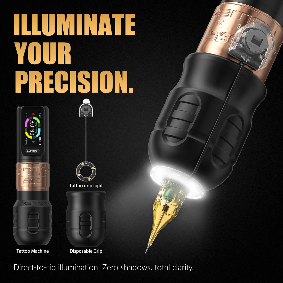 Ambition Seher Plus Wireless Tattoo Pen Machine with 6 Strokes Length 2.2mm-4.2mm