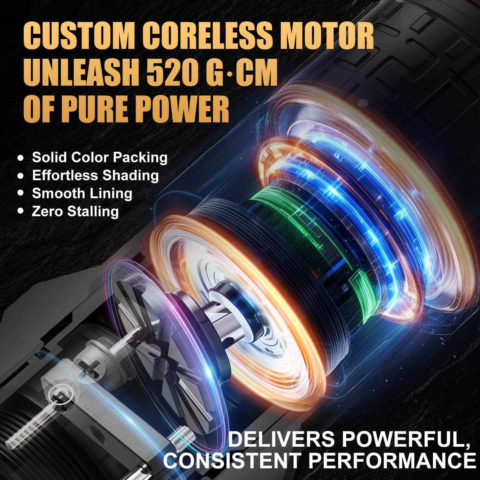 Machine à tatouer sans fil Ambition Soldier Pro 520 avec 6 longueurs de traits de 2,2 mm à 4,2 mm