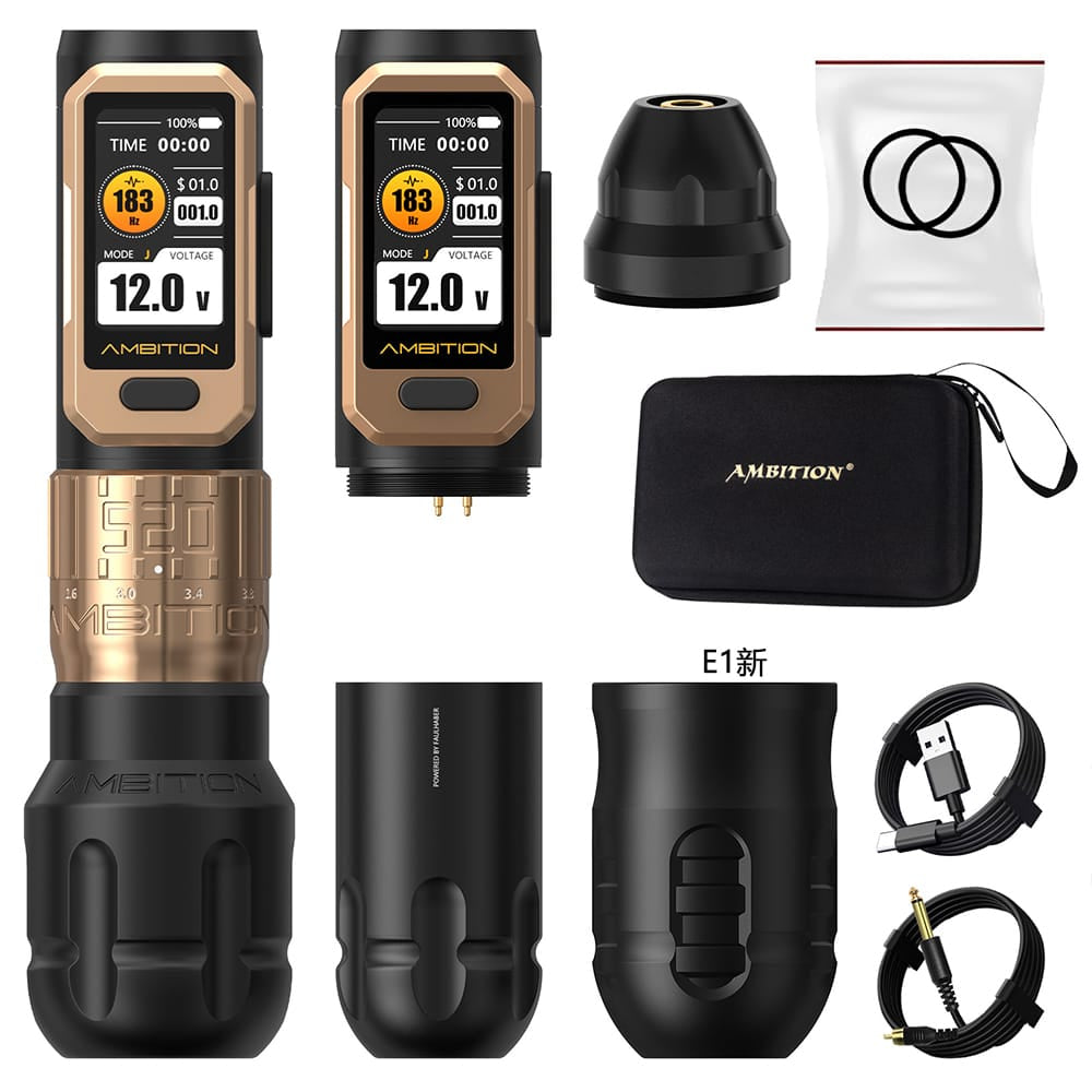 Ambition Soldier Pro 520 Wireless Tattoo Pen Machine with 6 Strokes Length 2.2mm-4.2mm
