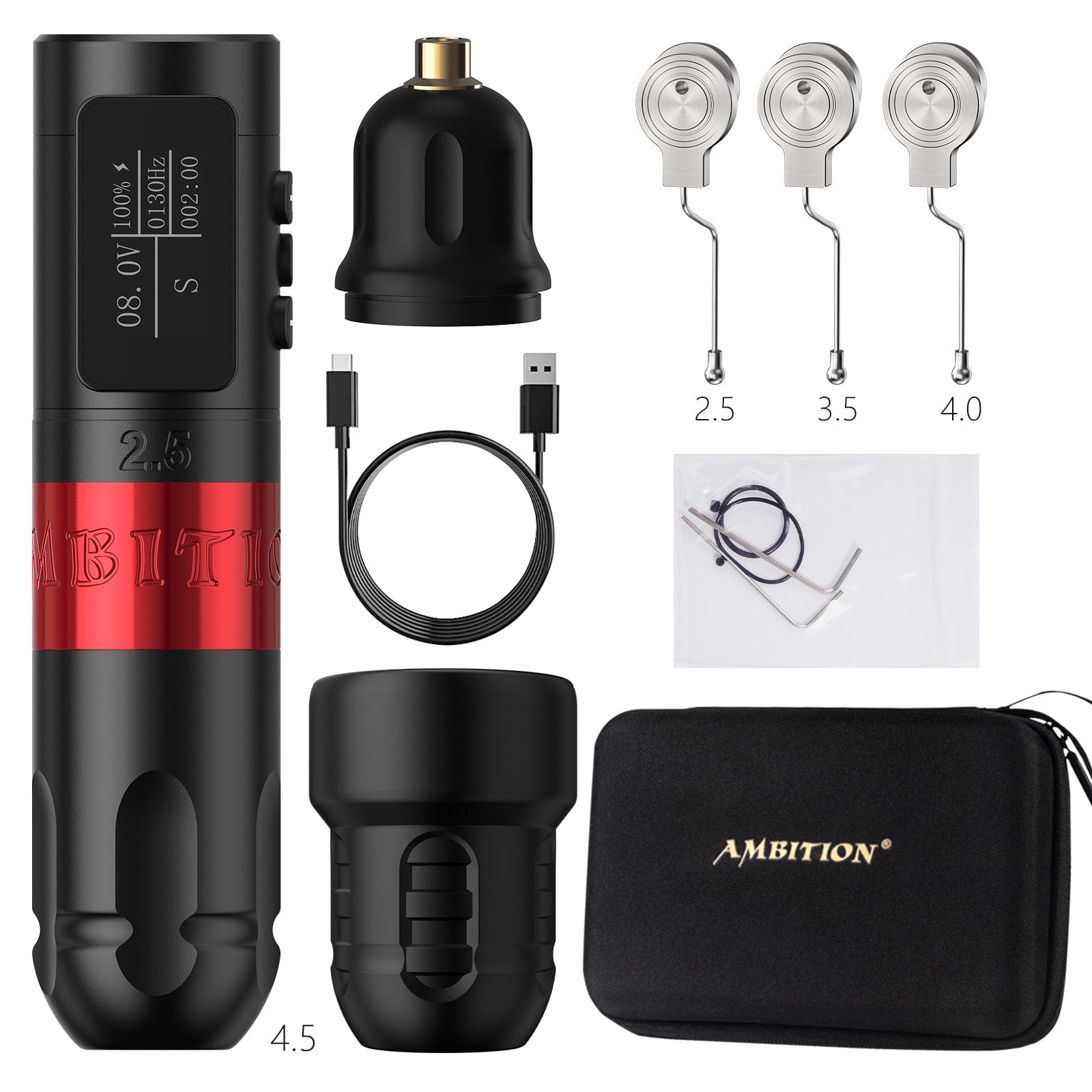 Ambition Vibe Wireless Tattoo Machine With 1800mAh Power LED Digital Display