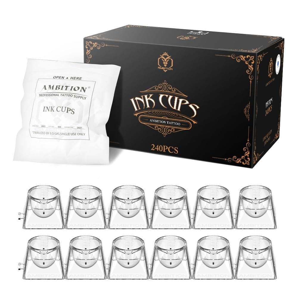 Ambition Disposable Tattoo Ink Cups with Interlocking Design - 240Pcs