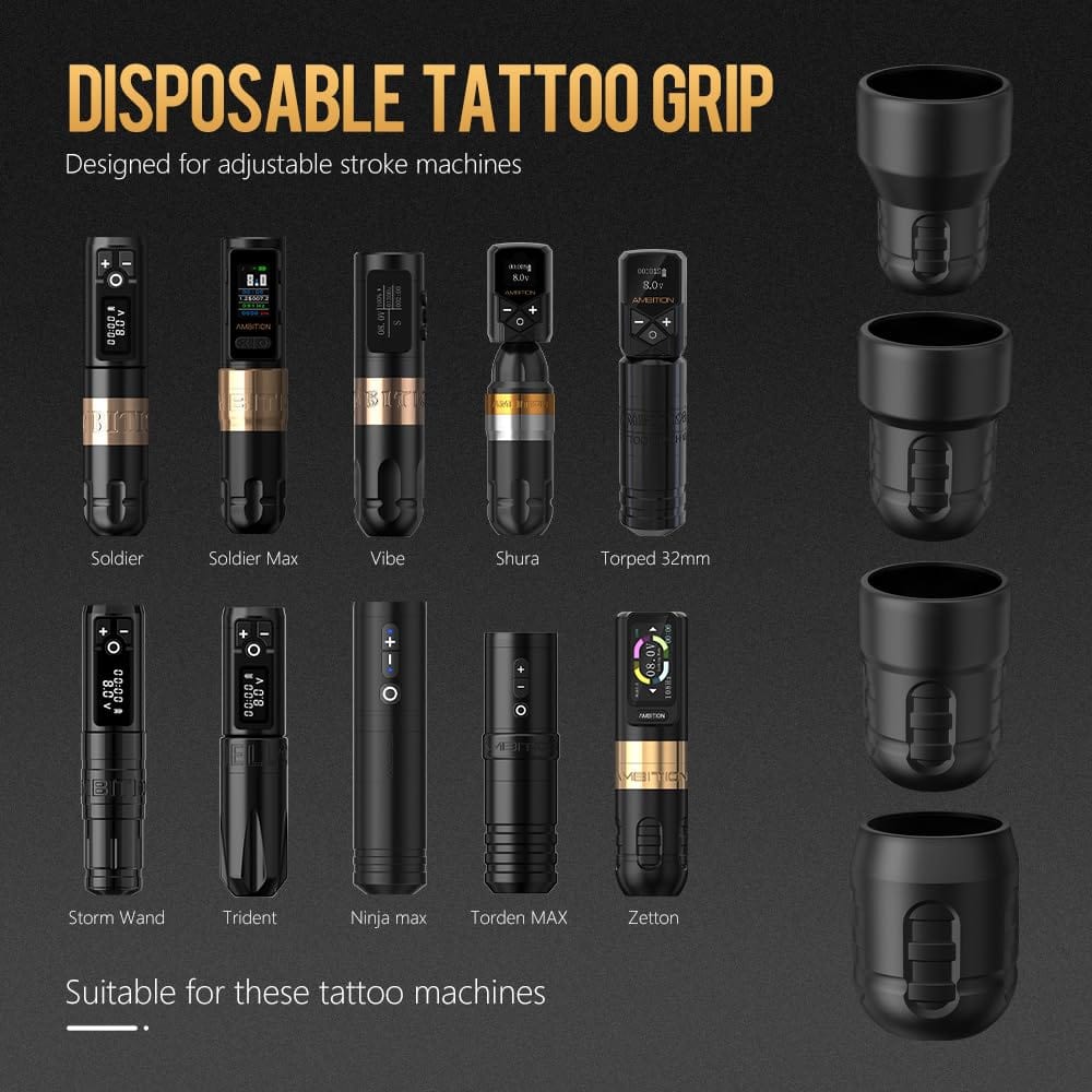 Ambition Soldier 42MM Disposable Tattoo Grips - 12Pcs