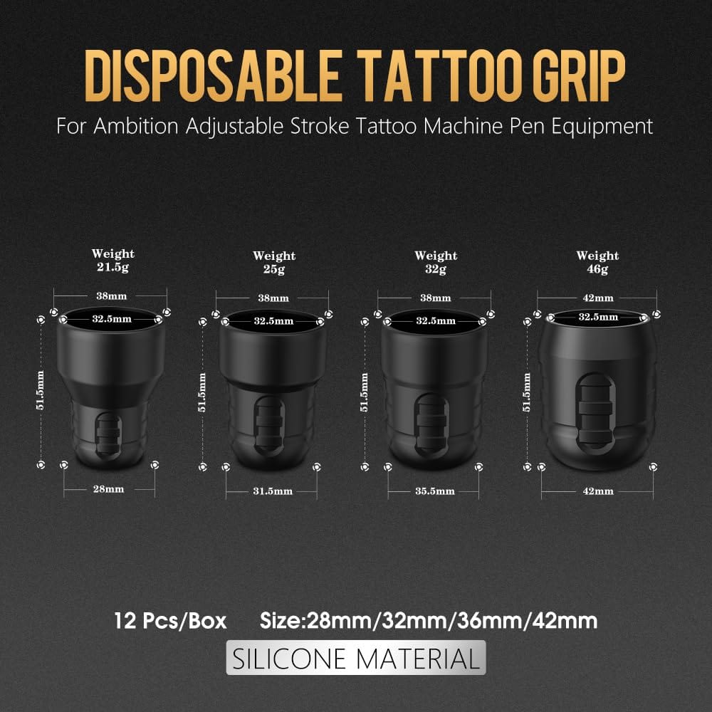Ambition Soldier 42MM Disposable Tattoo Grips - 12Pcs