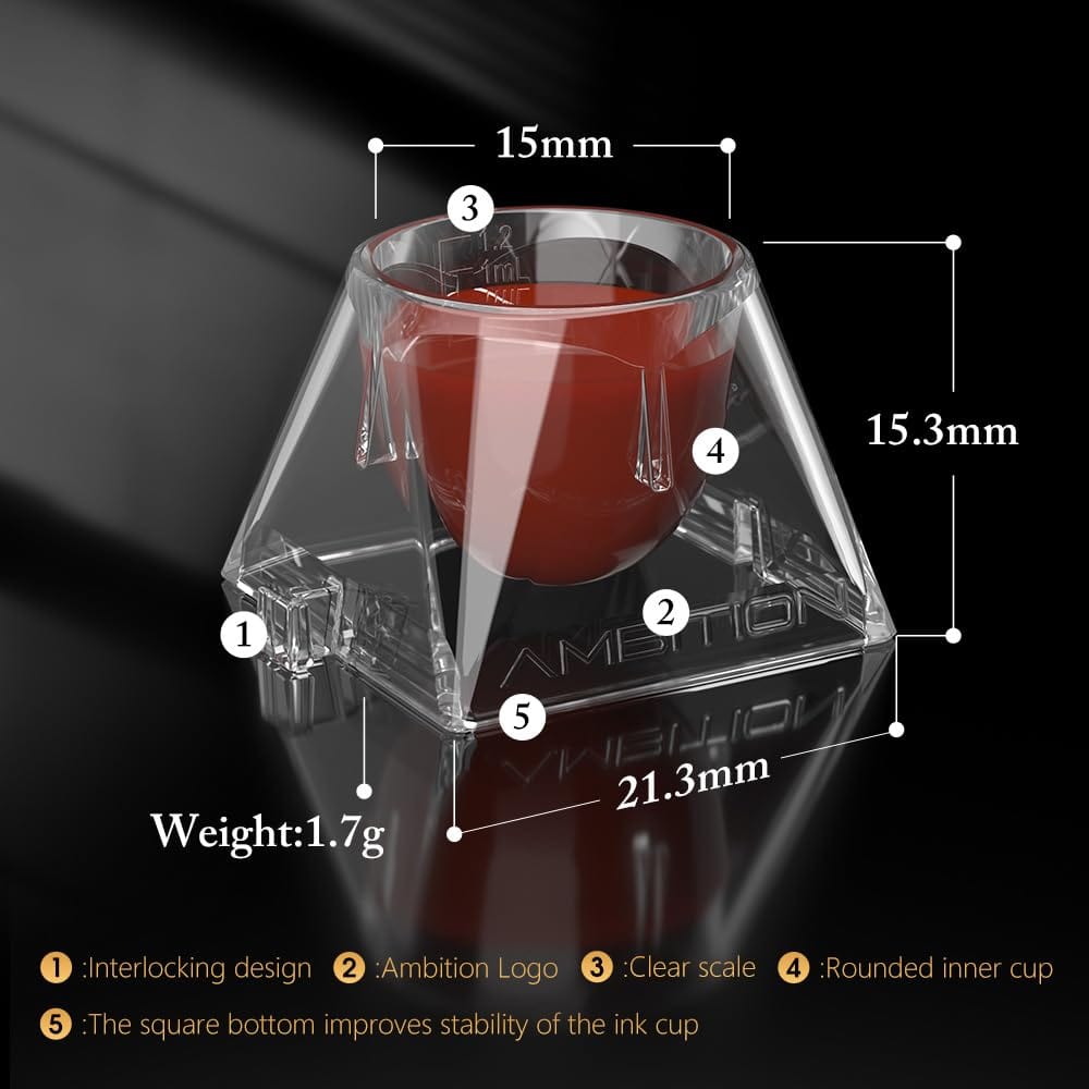 Ambition Disposable Tattoo Ink Cups with Interlocking Design - 240Pcs