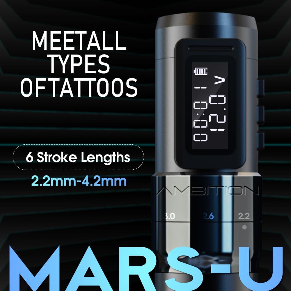 Kit de tatuaje | Máquina de tatuaje inalámbrica Ambition Mars-U